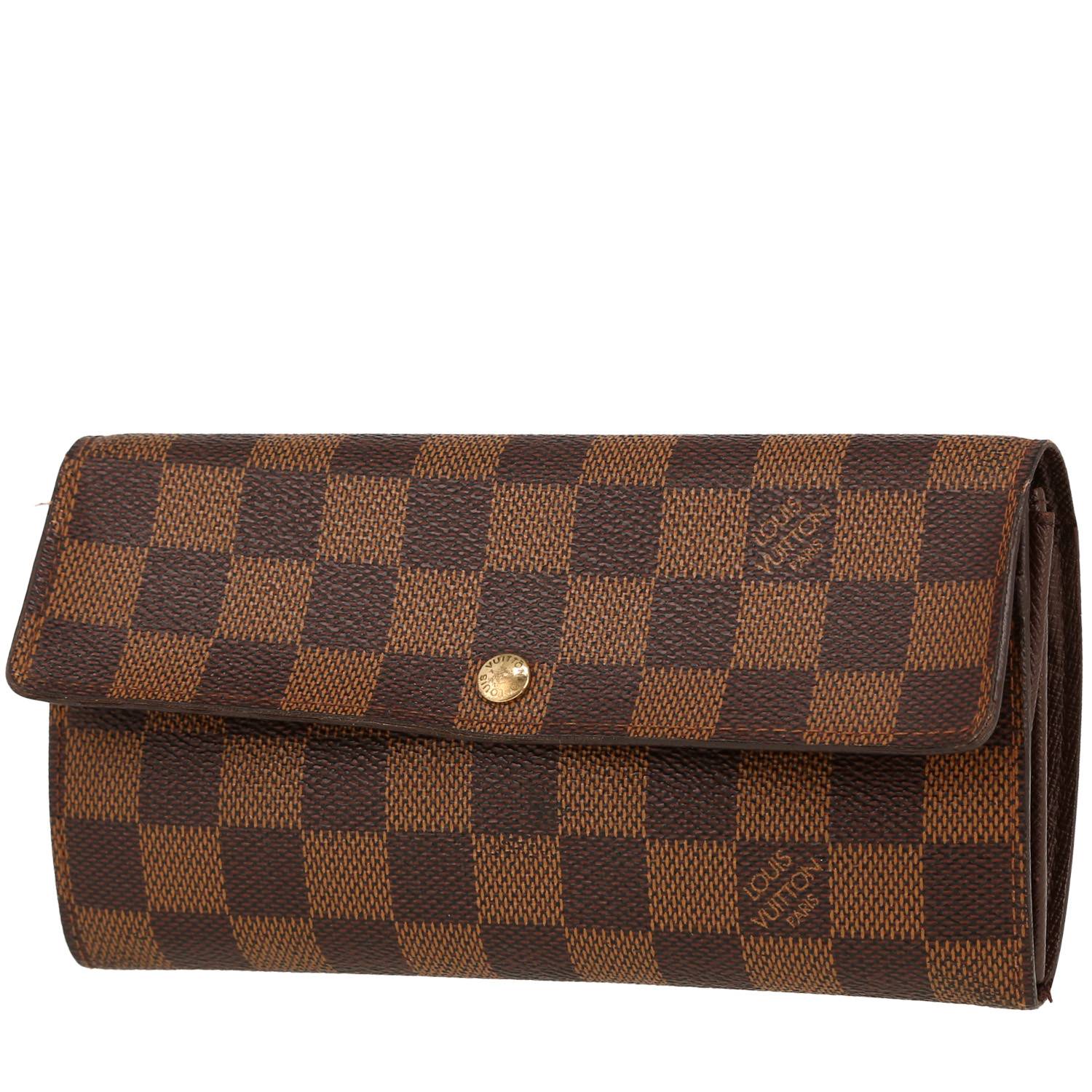 Portefeuille Louis Vuitton Sarah en toile damier ébène