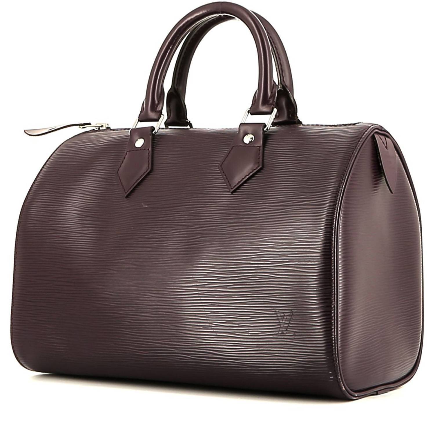 Sac à main Louis Vuitton Speedy 35 en cuir épi aubergine
