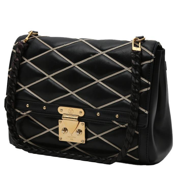 Sac à main Louis Vuitton Malletage en cuir matelassé noir et blanc