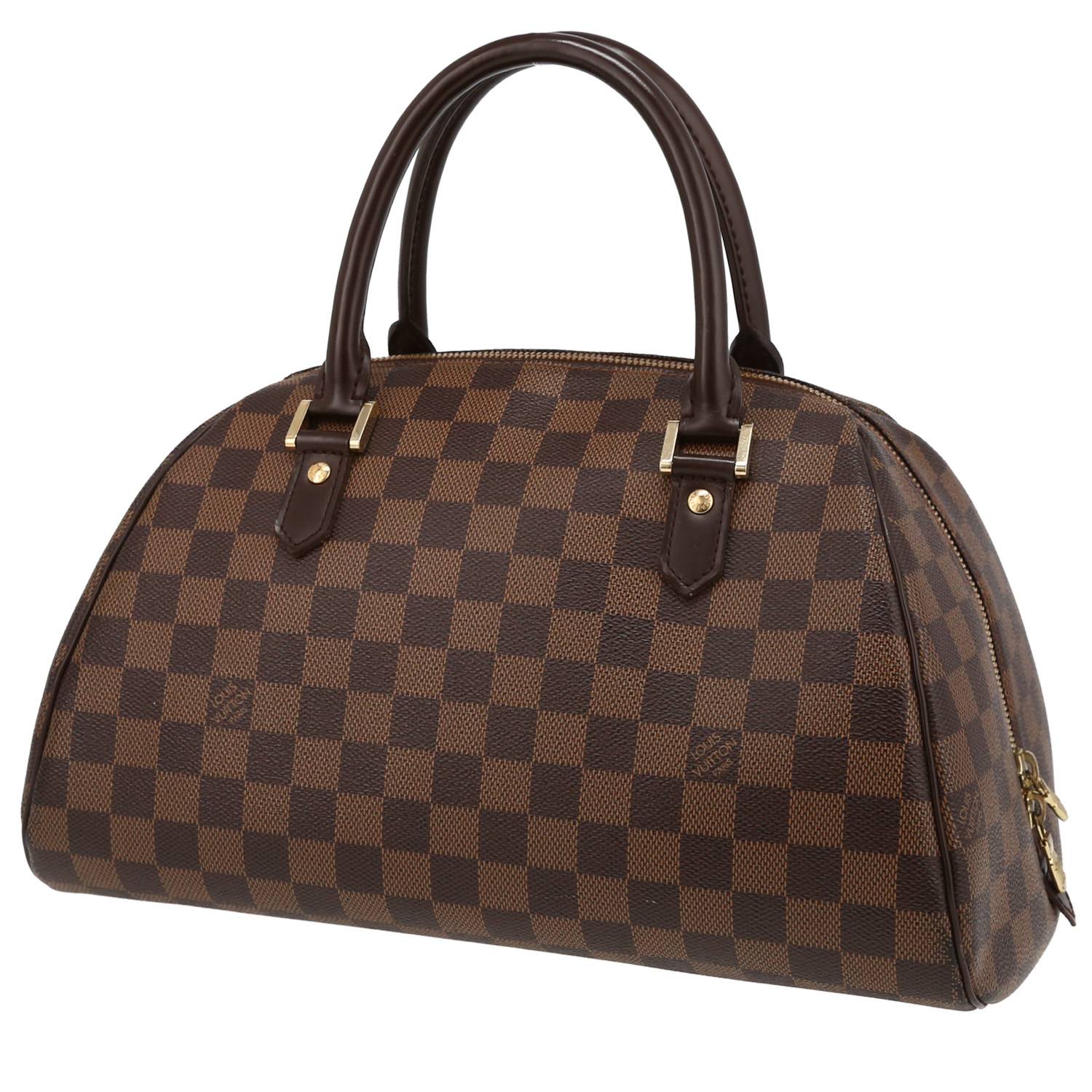 Sac à main Louis Vuitton Ribera en toile damier ébène et cuir