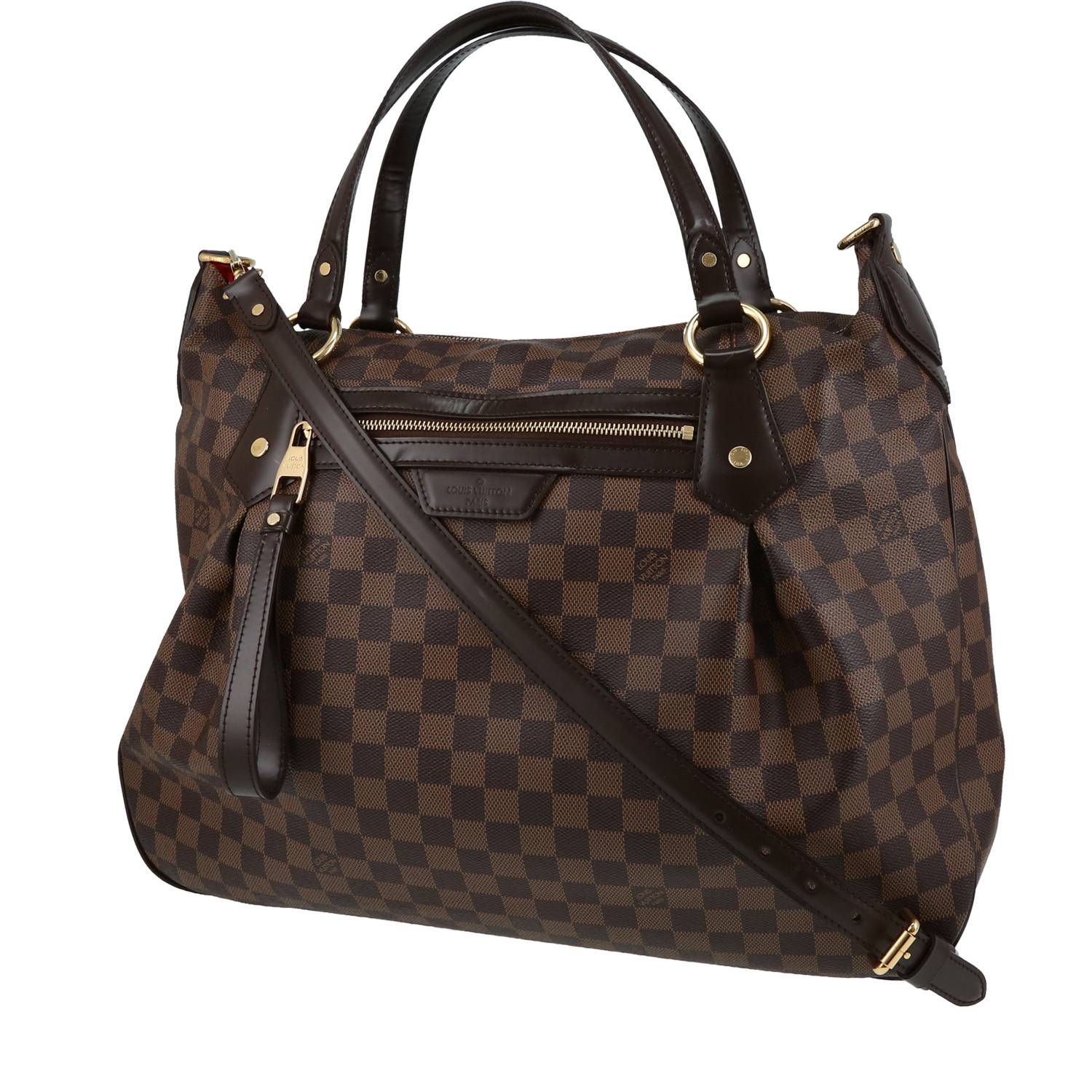 Sac à main Louis Vuitton Evora en toile damier ébène et cuir