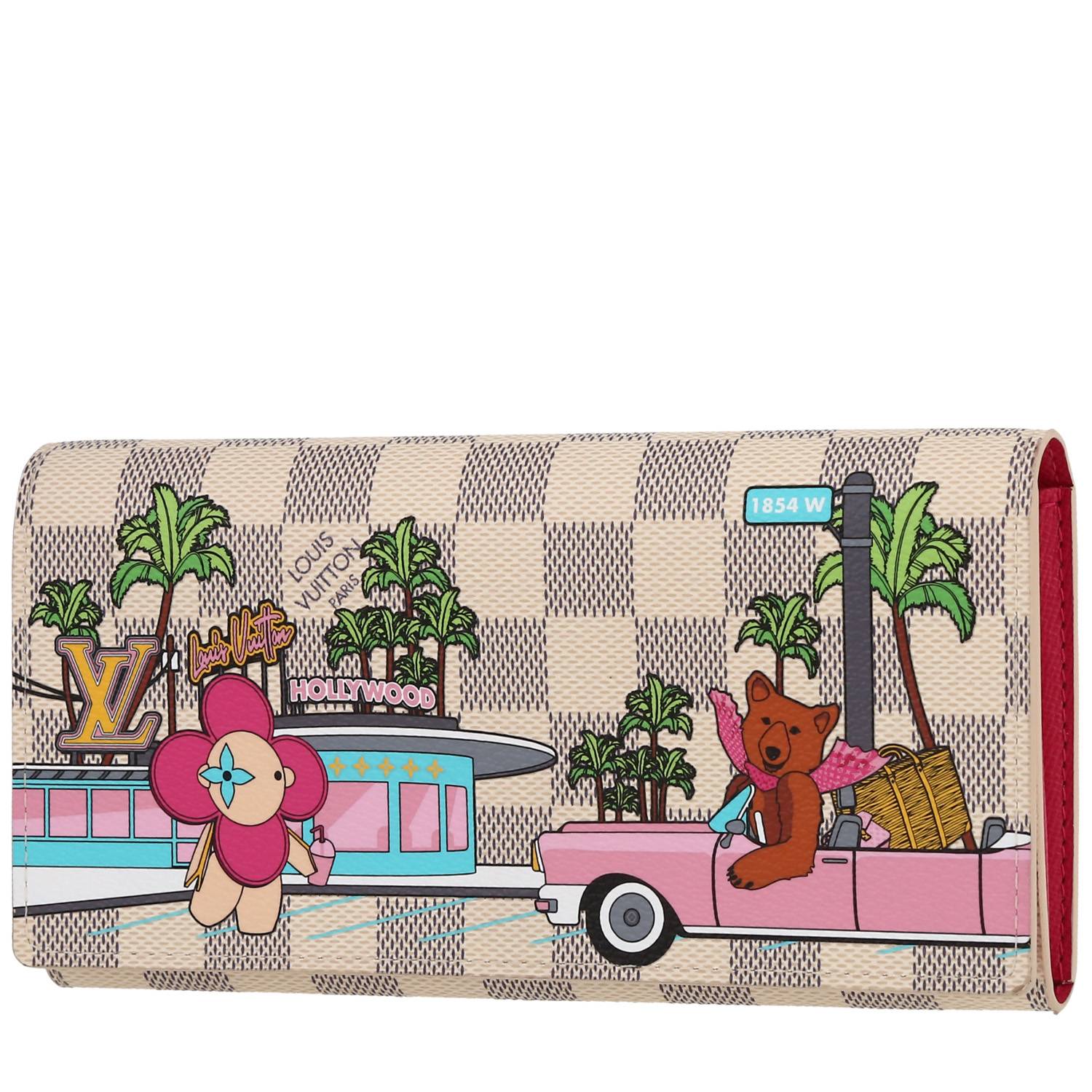 Portefeuille Louis Vuitton Sarah en toile damier azur