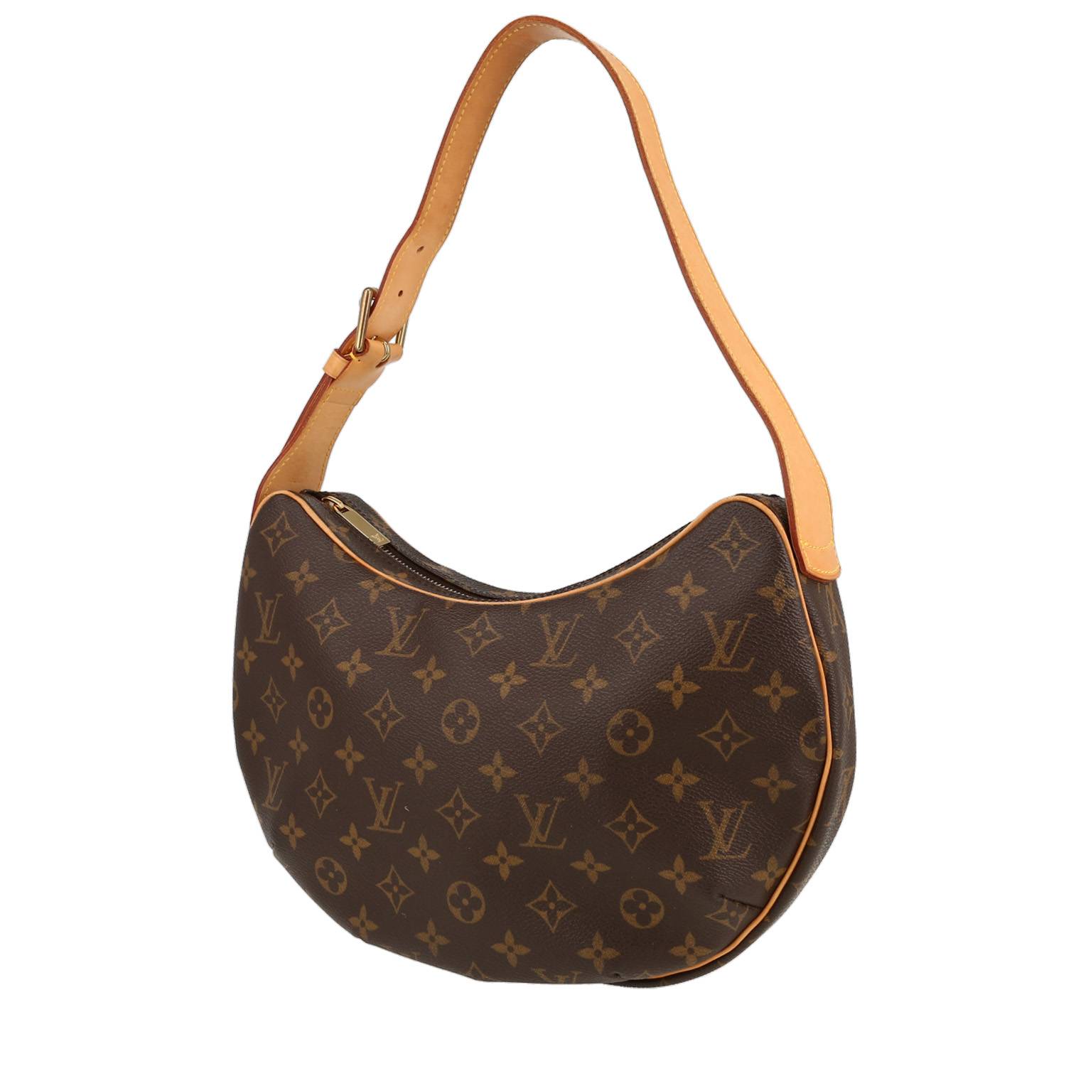 Sac à main Louis Vuitton Croissant en toile monogram et cuir naturel