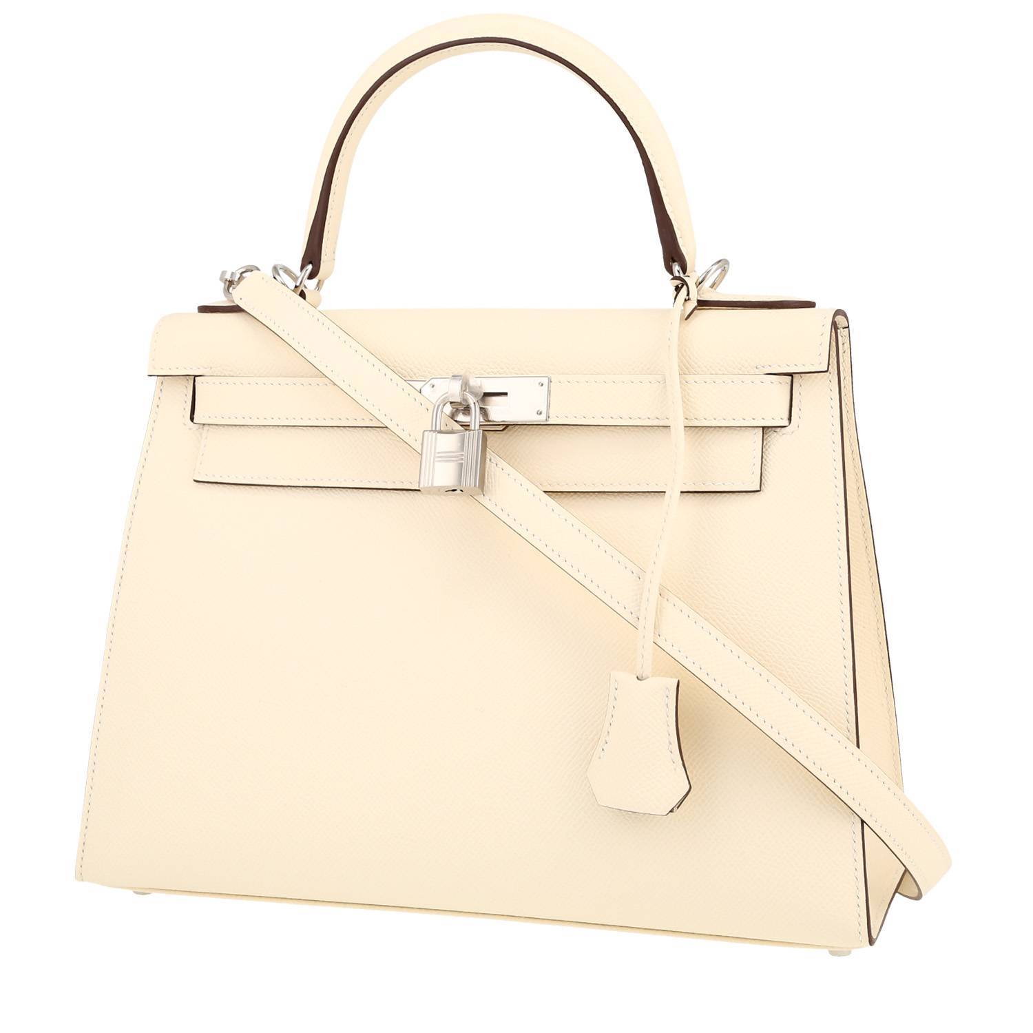 Sac Hermès Kelly 28 cm en cuir Epsom Nata, métal palladié, état neuf, 2023