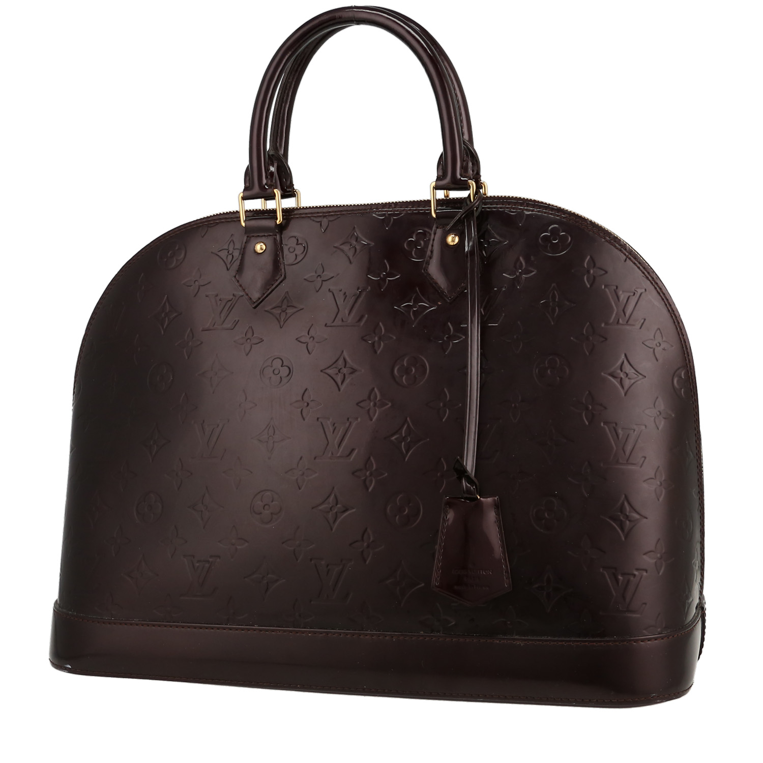 Sac à main Louis Vuitton Alma en cuir verni monogram aubergine