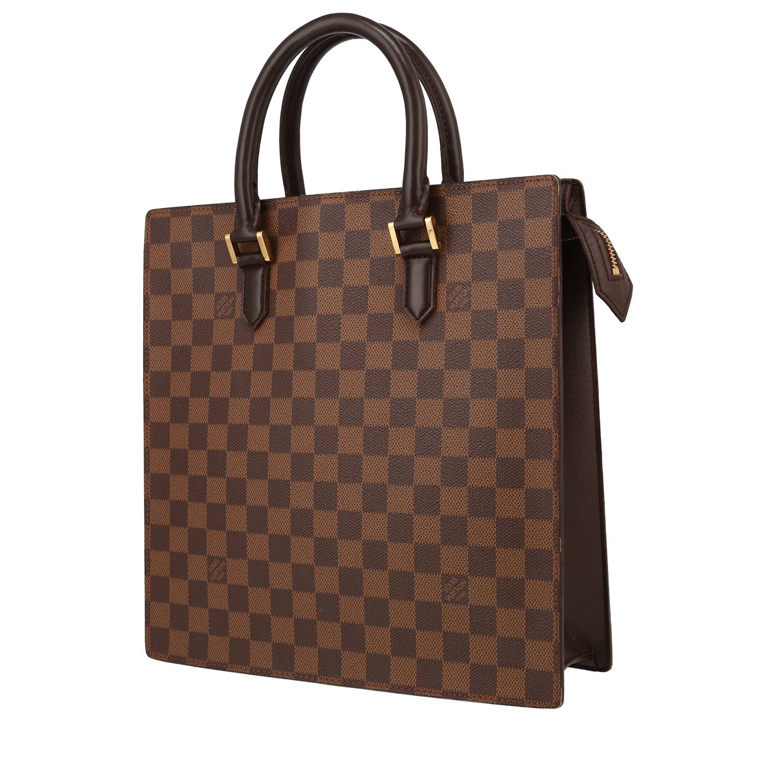 Sac à main Louis Vuitton Sac Plat en toile damier ébène et cuir