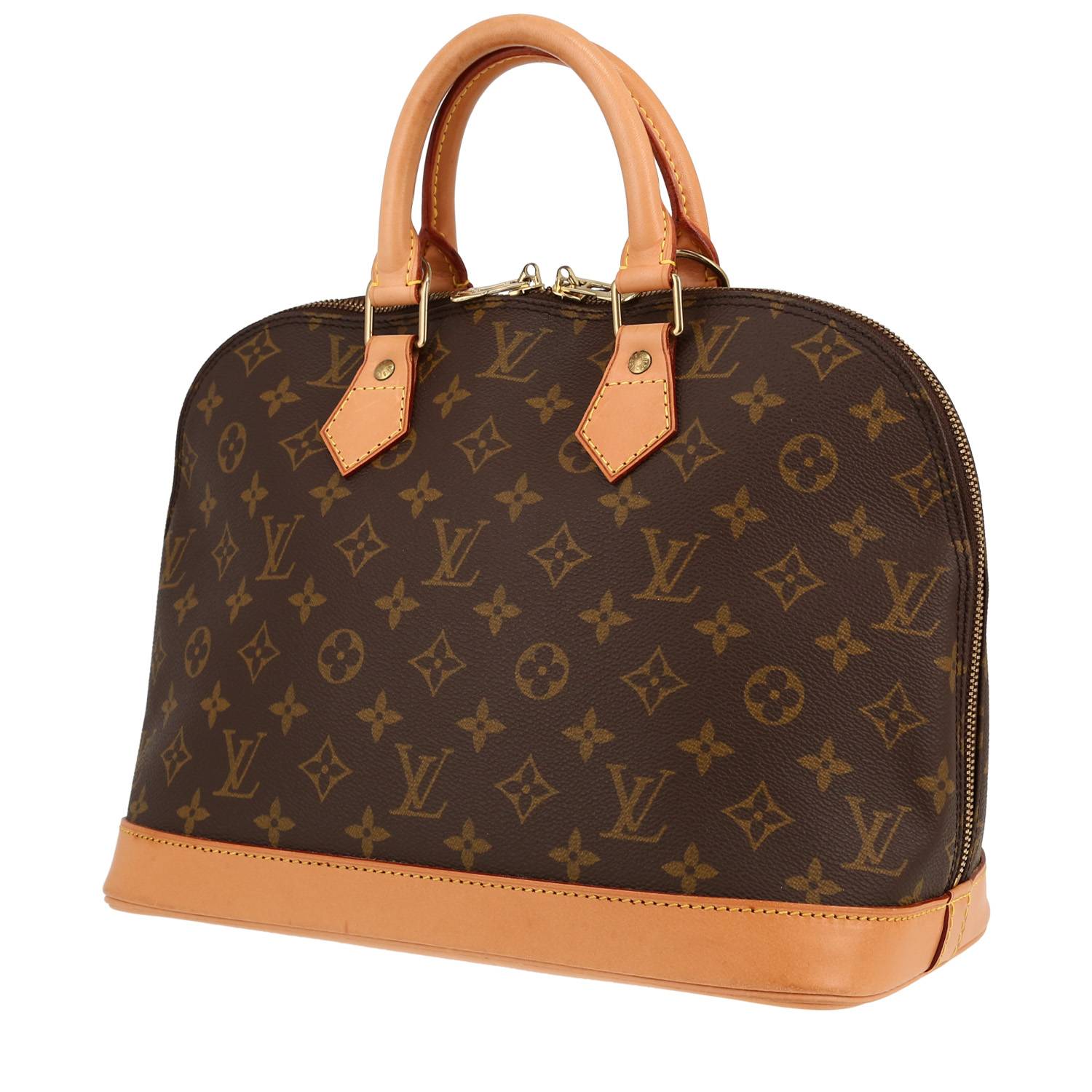 Sac à main Louis Vuitton Alma en toile monogram marron et cuir
