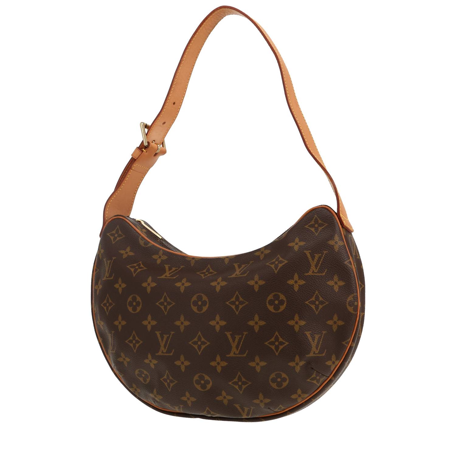 Sac à main Louis Vuitton Croissant en toile monogram marron et cuir
