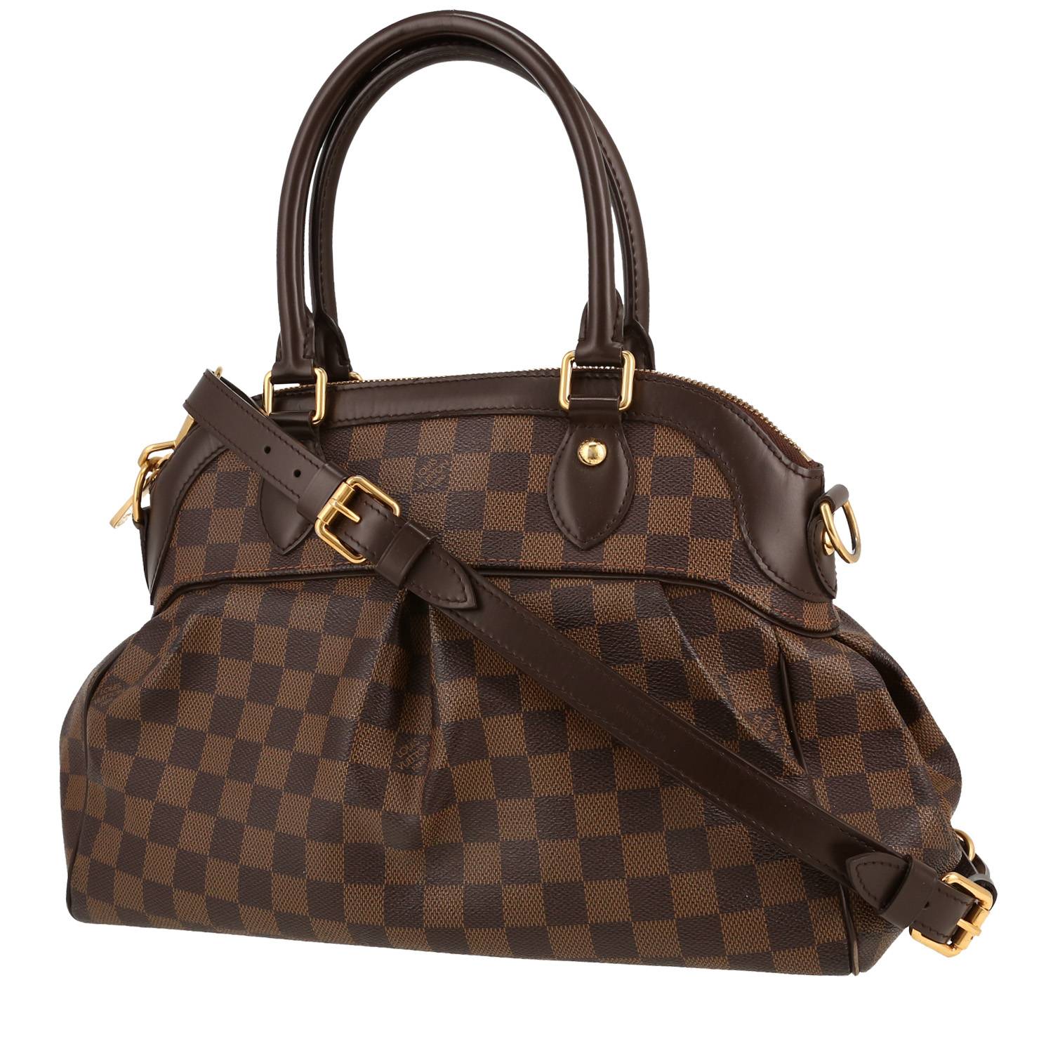 Sac à main Louis Vuitton Trevi en toile damier ébène et cuir