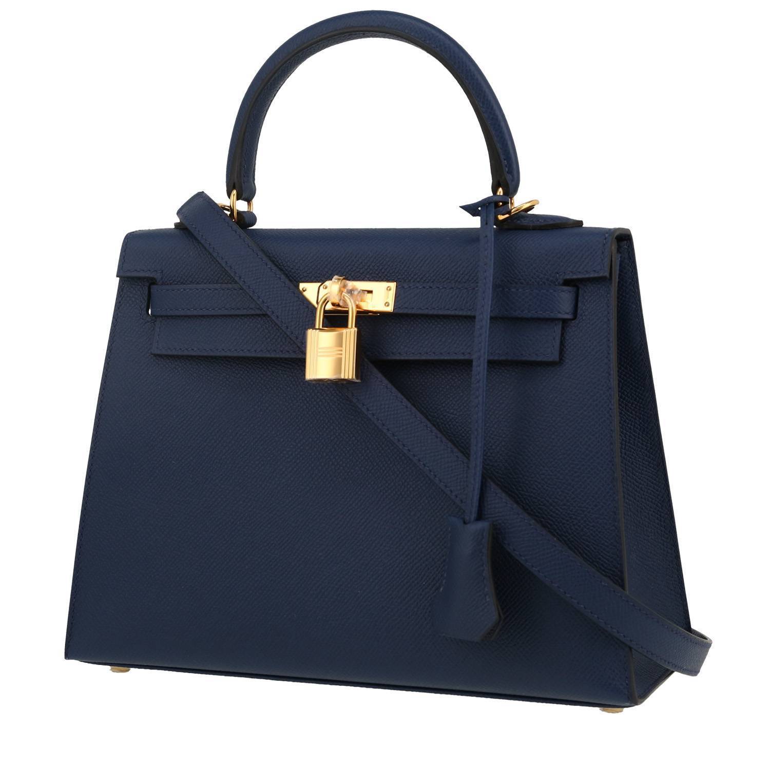Sac à main Hermès Kelly 25 cm en cuir epsom bleu Nanvy – occasion
