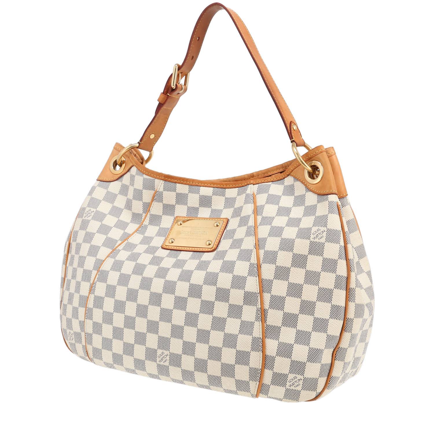 Sac à main Louis Vuitton Galliera en toile damier azur et cuir