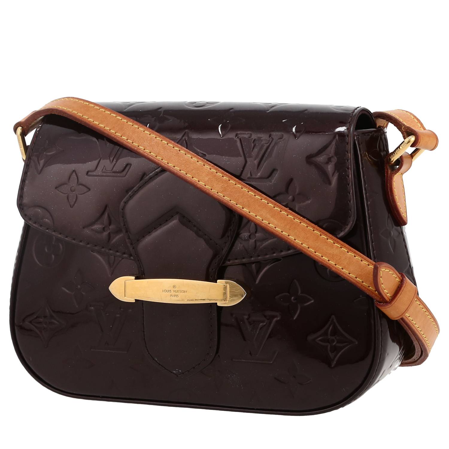 Sac à main Louis Vuitton Bellflower en cuir verni monogram aubergine