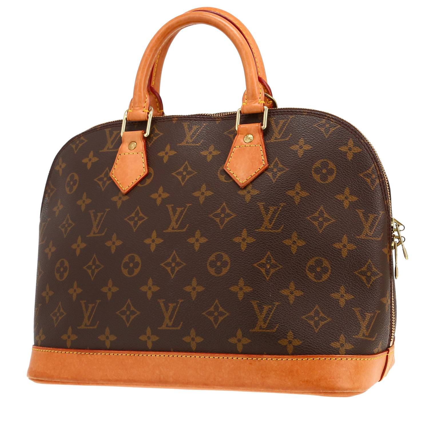 Sac à main Louis Vuitton Alma en toile monogram marron et cuir