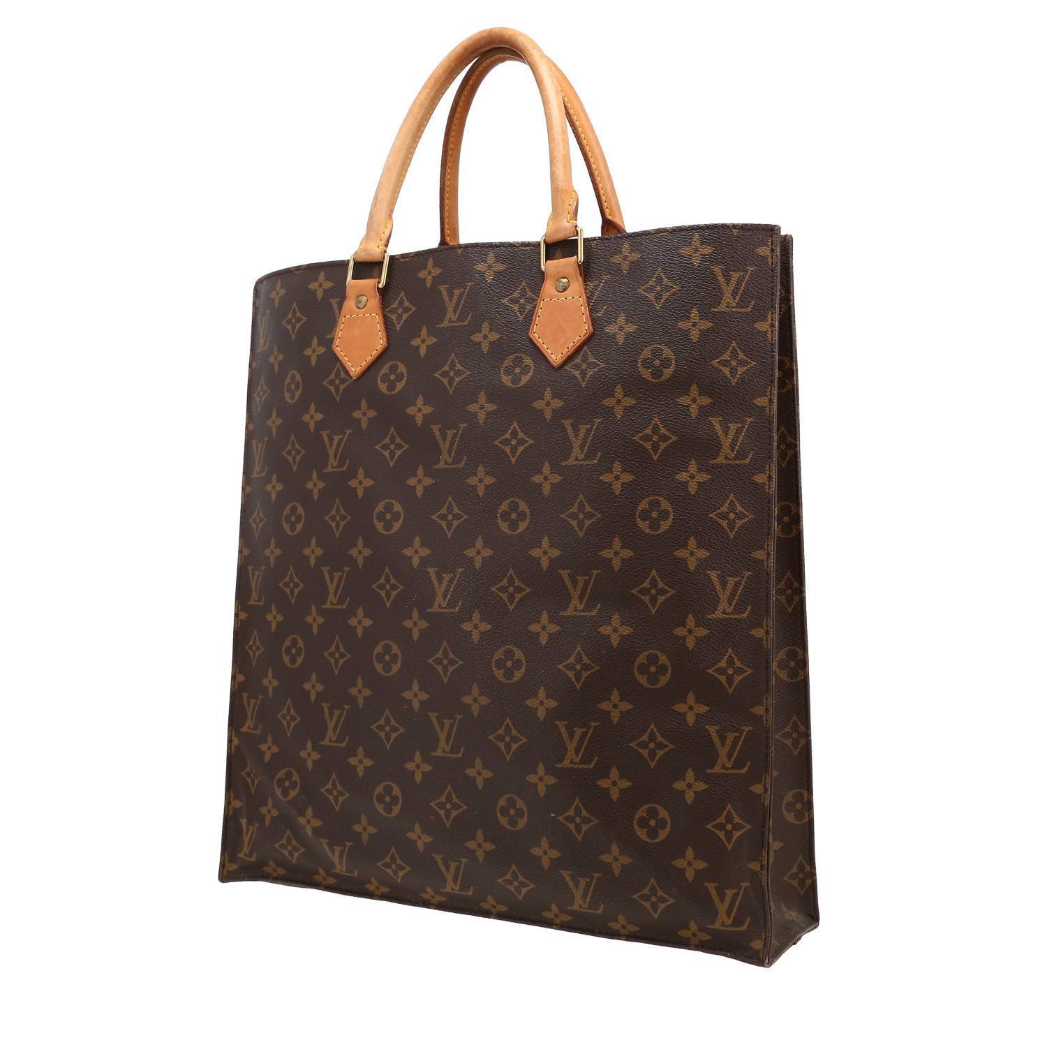 Sac à main Louis Vuitton Sac Plat en toile monogram marron et cuir