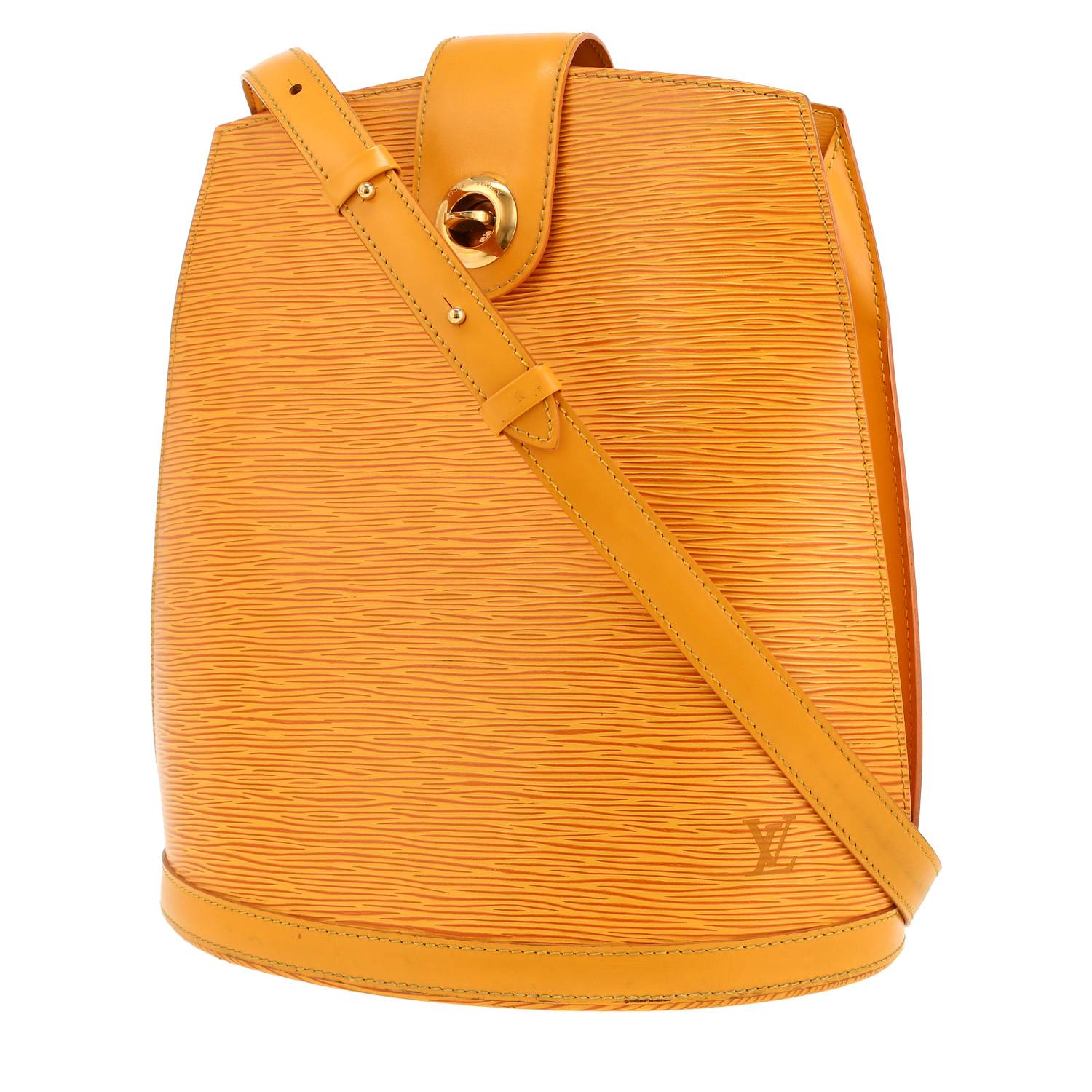 Sac à main Louis Vuitton Cluny en cuir épi jaune
