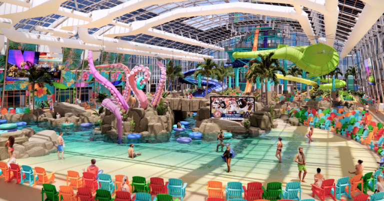 First indoor water park with a retractable wall + roof, Tropic Falls, coming to OWA in Foley, Summer 2022 First indoor water park with a retractable wall + roof, Tropic Falls, coming to OWA in Foley, Summer 2022