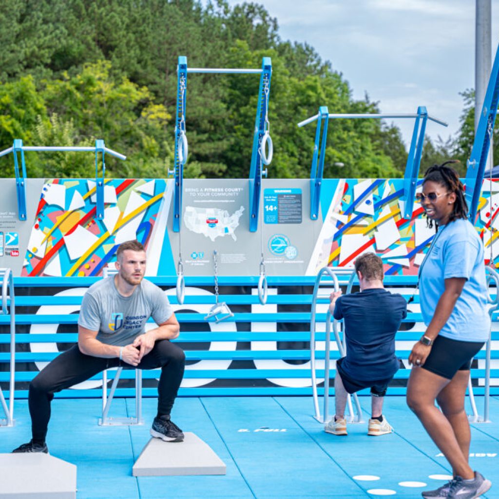 See how to complete a free, 7-minute workout this year at a fitness court in Alabama See how to complete a free, 7-minute workout this year at a fitness court in Alabama