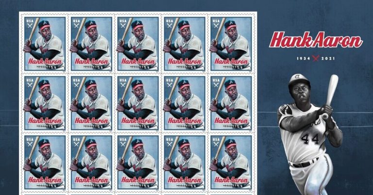 U.S. Postal Service honors Hank Aaron with new “forever” stamp U.S. Postal Service honors Hank Aaron with new “forever” stamp