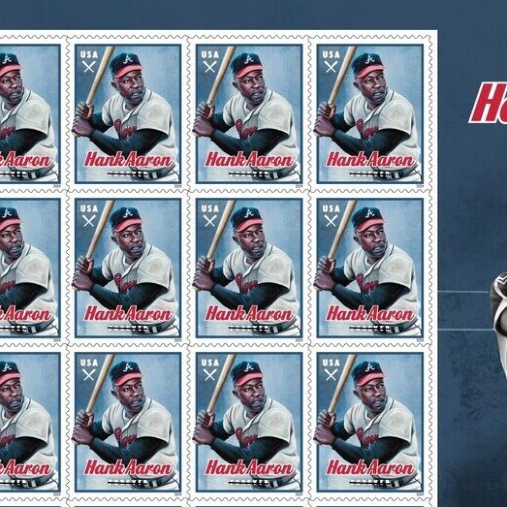 U.S. Postal Service honors Hank Aaron with new “forever” stamp U.S. Postal Service honors Hank Aaron with new “forever” stamp