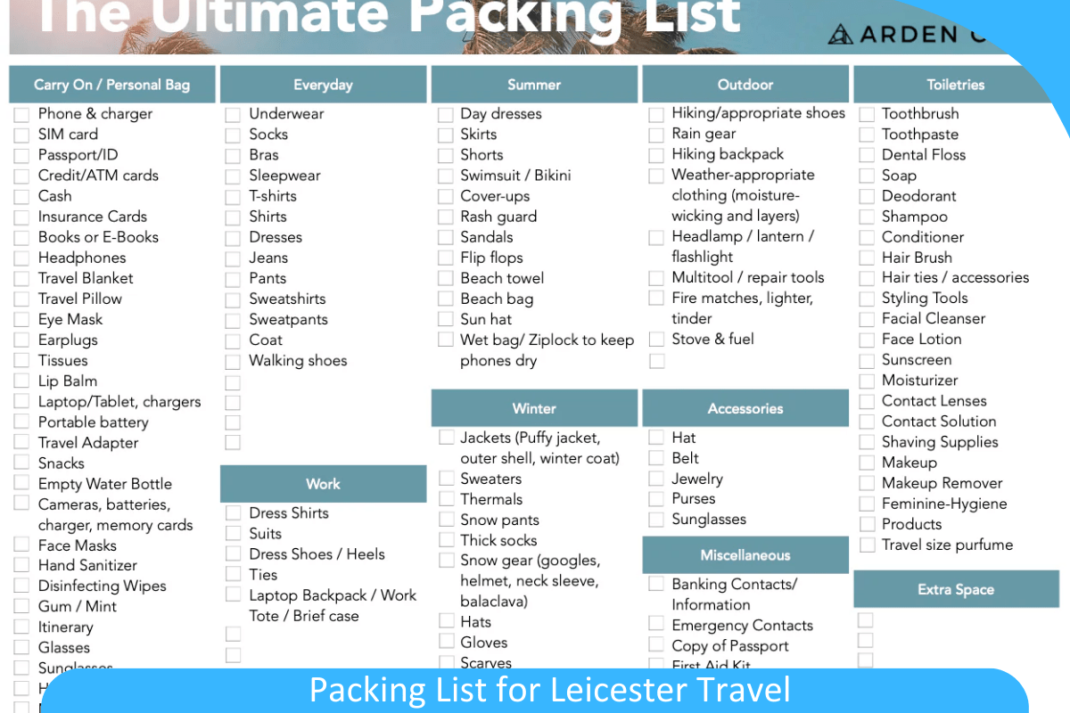 Packing List for Leicester Travel: Essentials and Extras for a Comfortable Trip to Leicester Packing List for Leicester Travel: Essentials and Extras for a Comfortable Trip to Leicester
