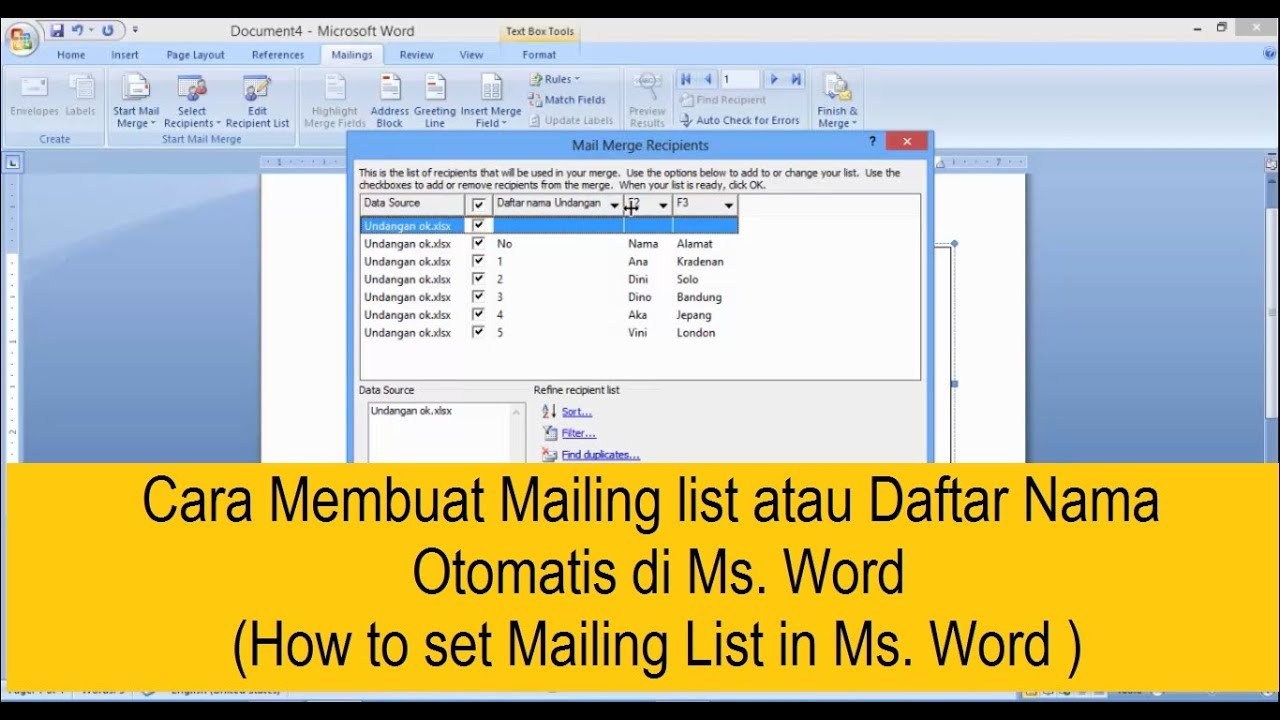 Cara Mudah Kirim Surat Massal dengan Mail Merge di Word Cara Mudah Kirim Surat Massal dengan Mail Merge di Word
