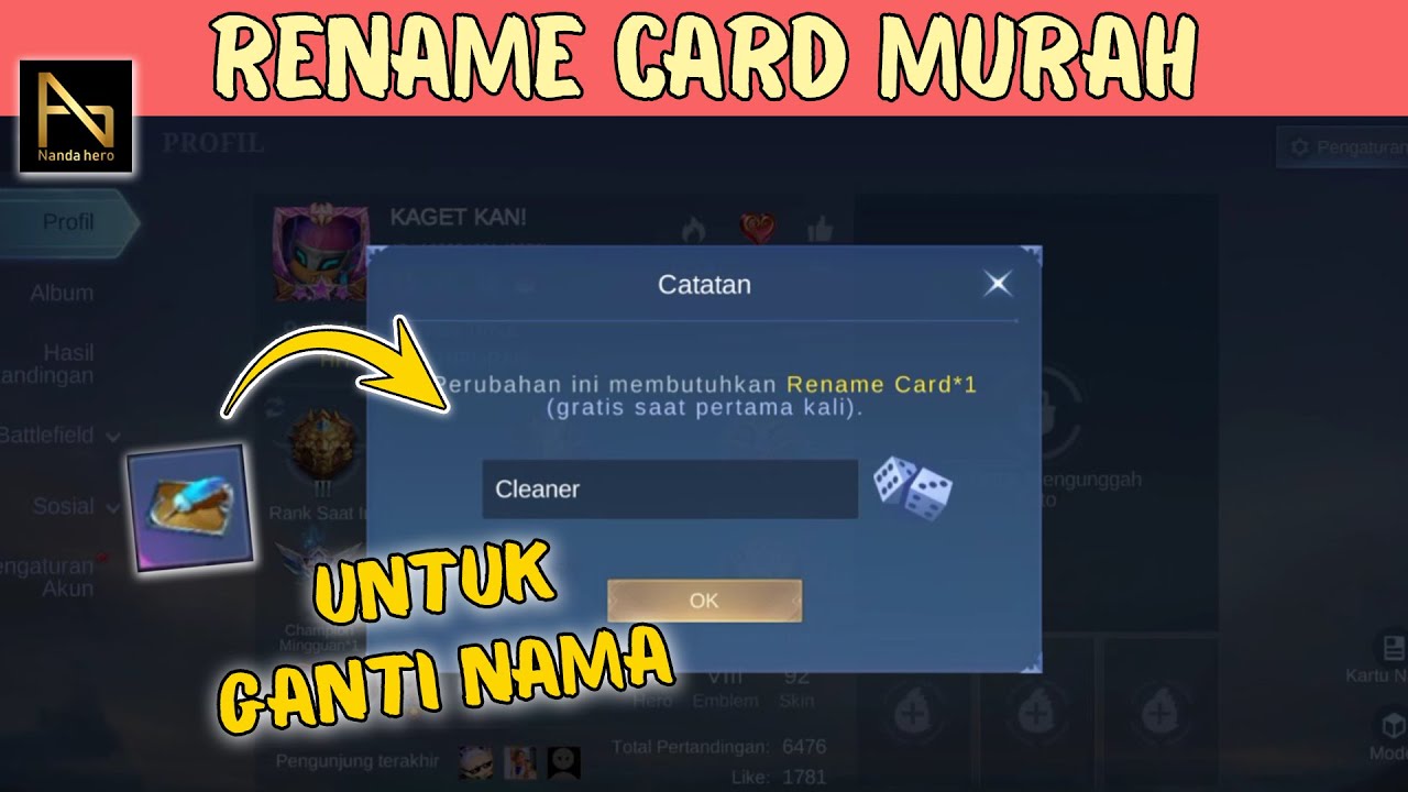 Ganti Nama Keren di Mobile Legends dengan Rename Card ML Ganti Nama Keren di Mobile Legends dengan Rename Card ML