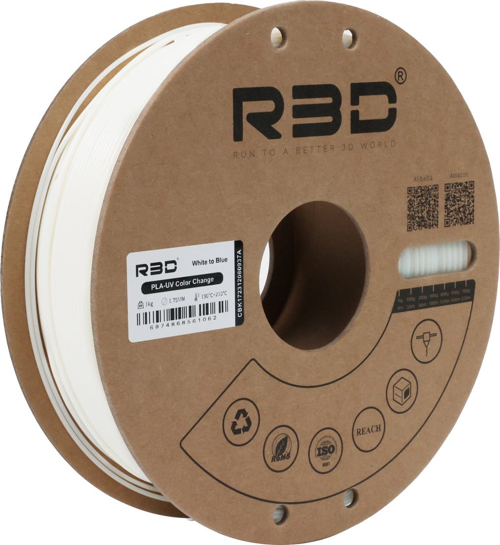 R3D – PLA UV Farbwechsel Weiß zu Blau – 1,75 mm – 1,0 kg