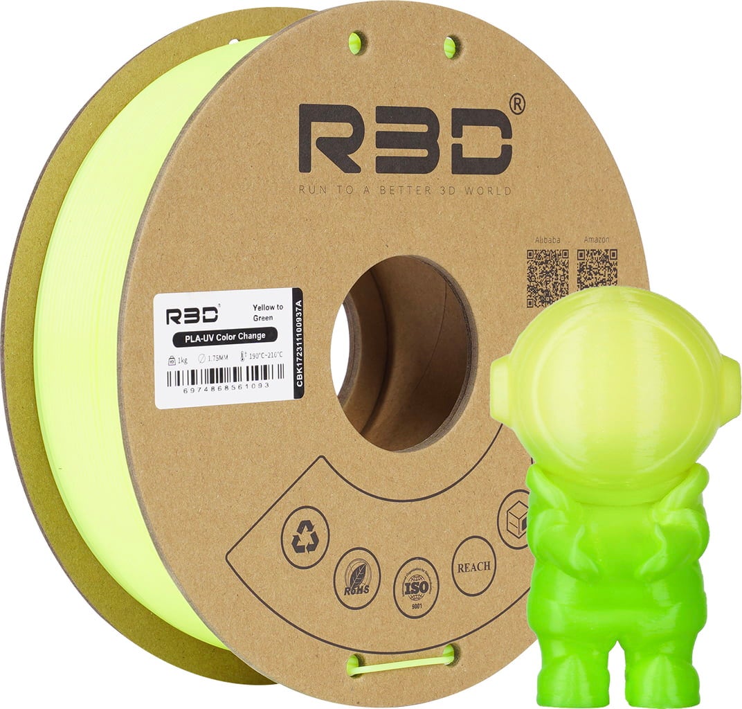 R3D – PLA UV Farbwechsel Gelb zu Grün – 1.75 mm – 1 kg