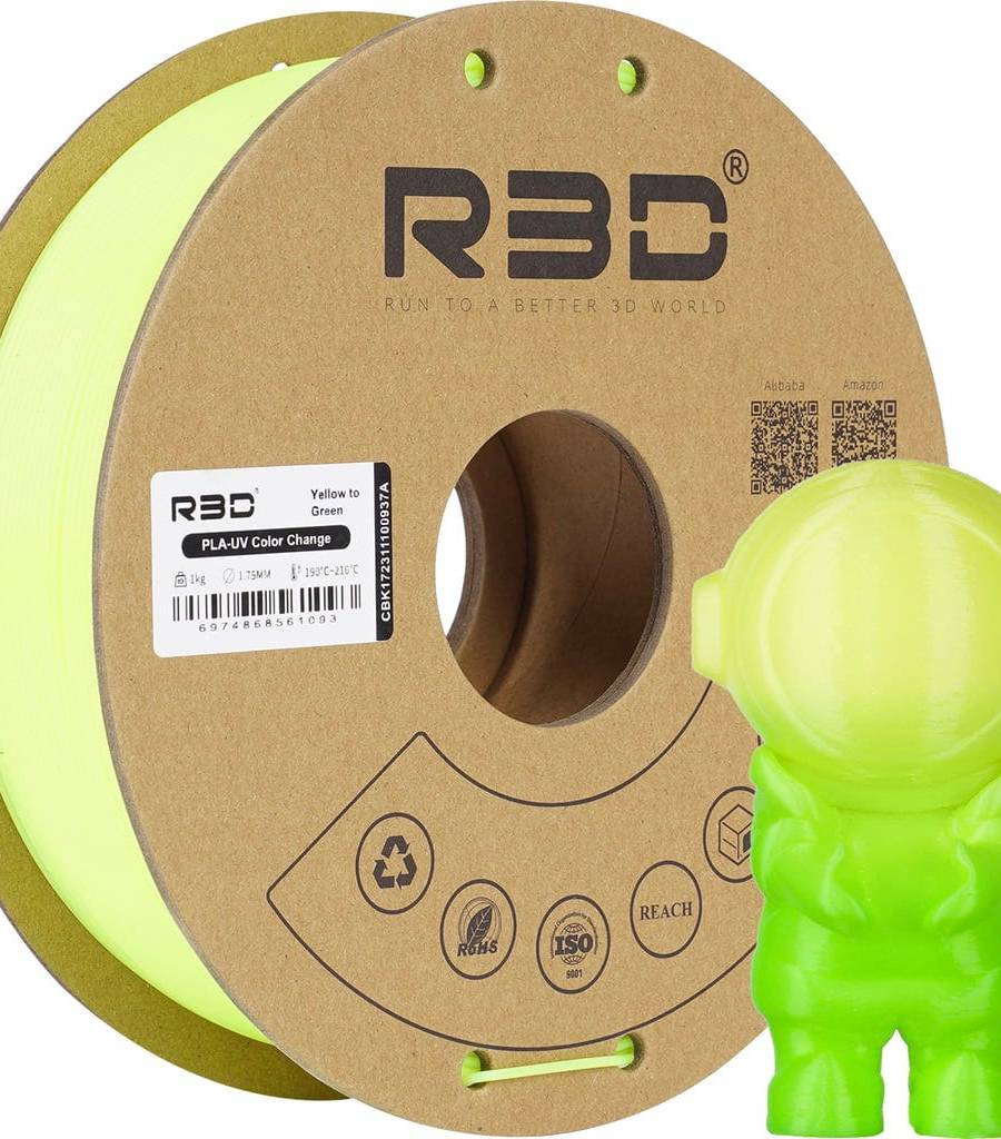 R3D – PLA UV Farbwechsel Gelb zu Grün – 1.75 mm – 1 kg