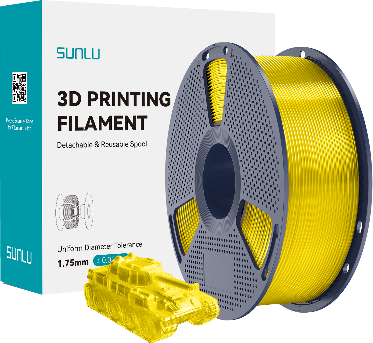SUNLU – PLA Transparent Gelb – 1,75 mm – 1 kg