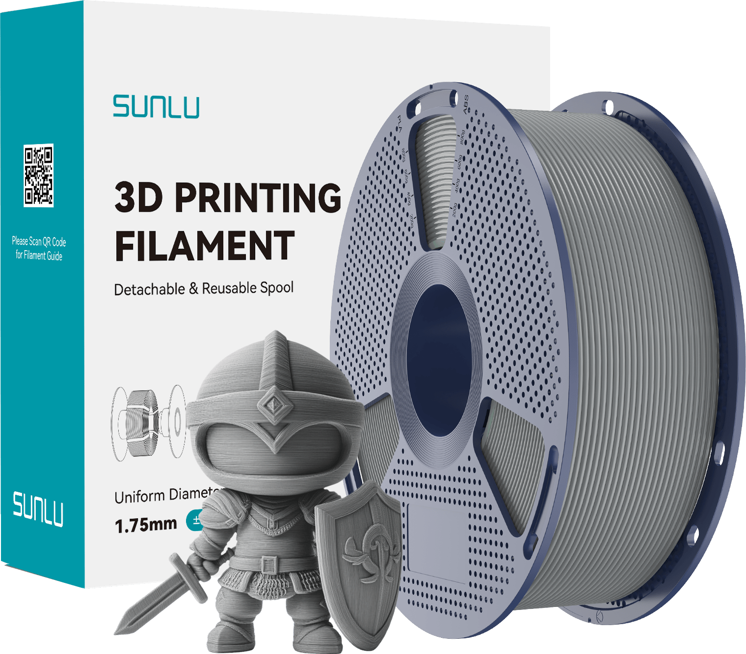 SUNLU – PLA+ Grau – 1,75 mm – 1 kg