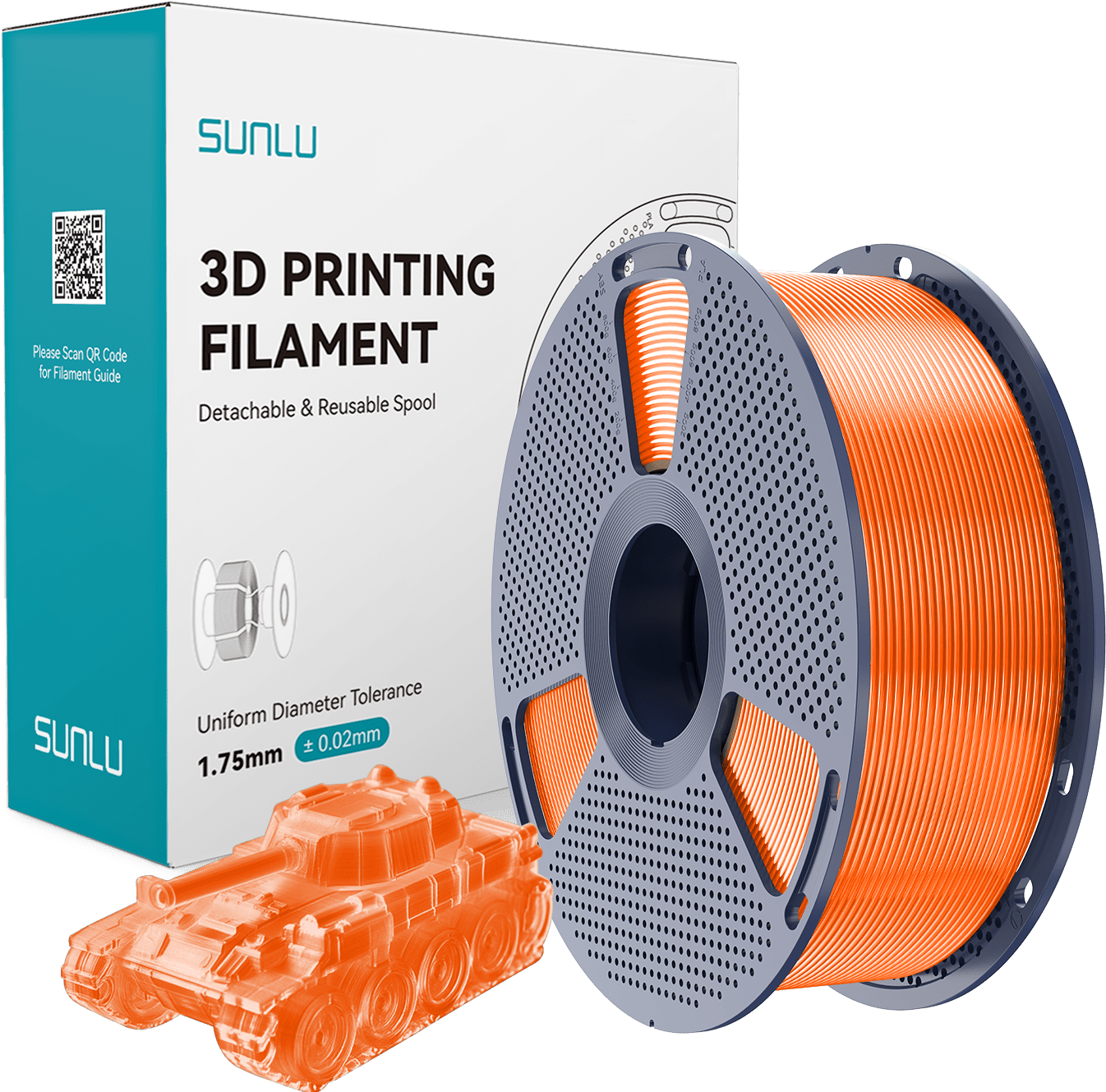 SUNLU – PLA Transparent Orange – 1,75 mm – 1.0 kg