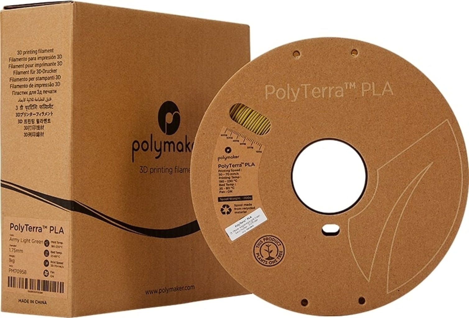 Polymaker – PolyTerra PLA Army Light Green – 1,75 mm – 1 kg