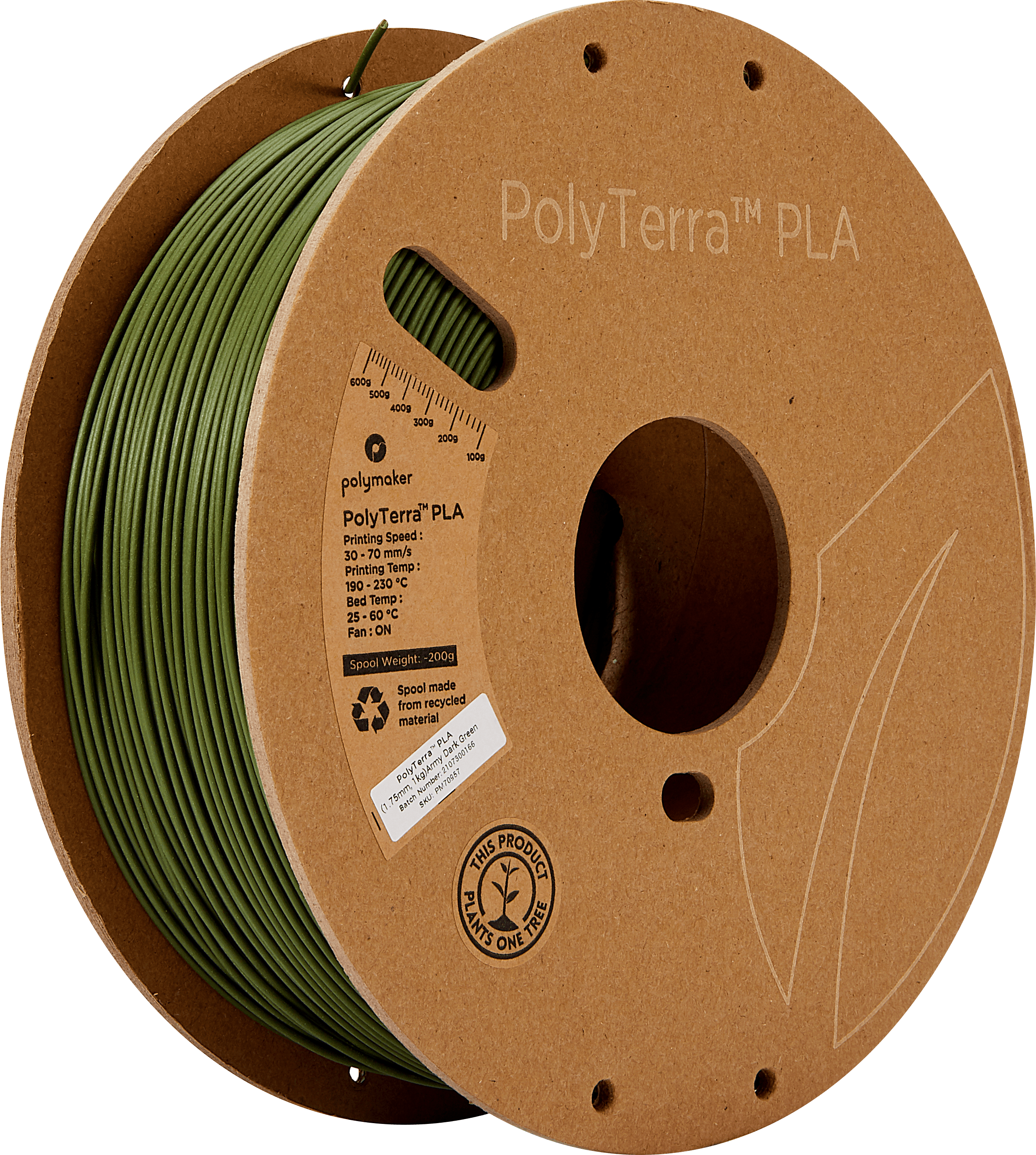 Polymaker – PolyTerra PLA Armeegrün – 1,75 mm – 1 kg