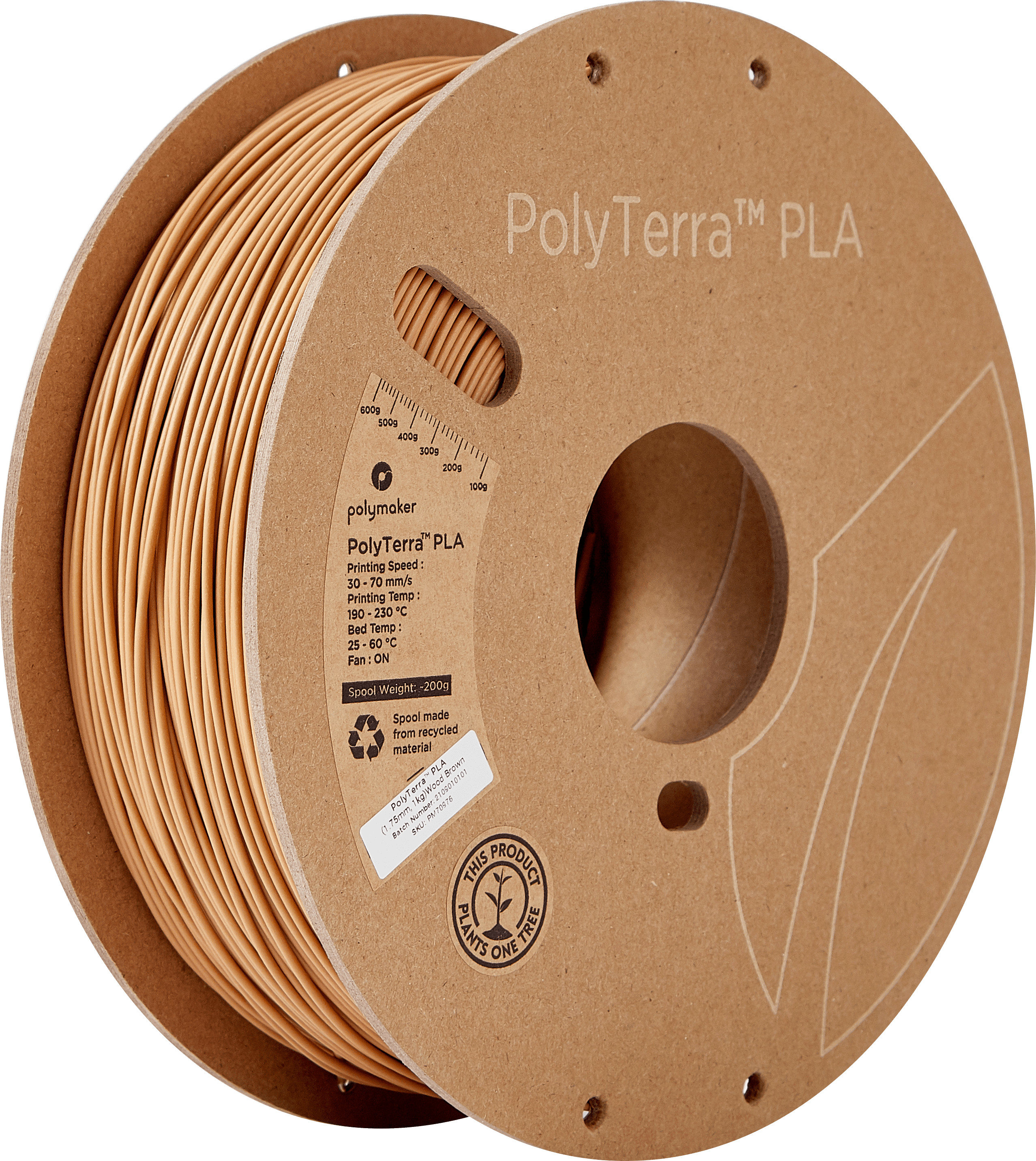 Polymaker – PolyTerra PLA Wood Brown – 1,75 mm – 1,0 kg