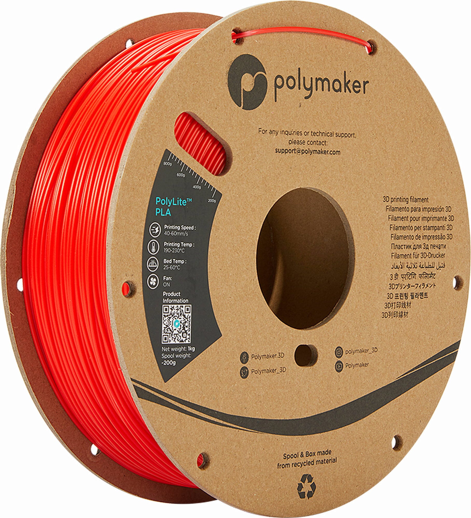 Polymaker – PolyLite PLA Rot – 1,75 mm – 1 kg