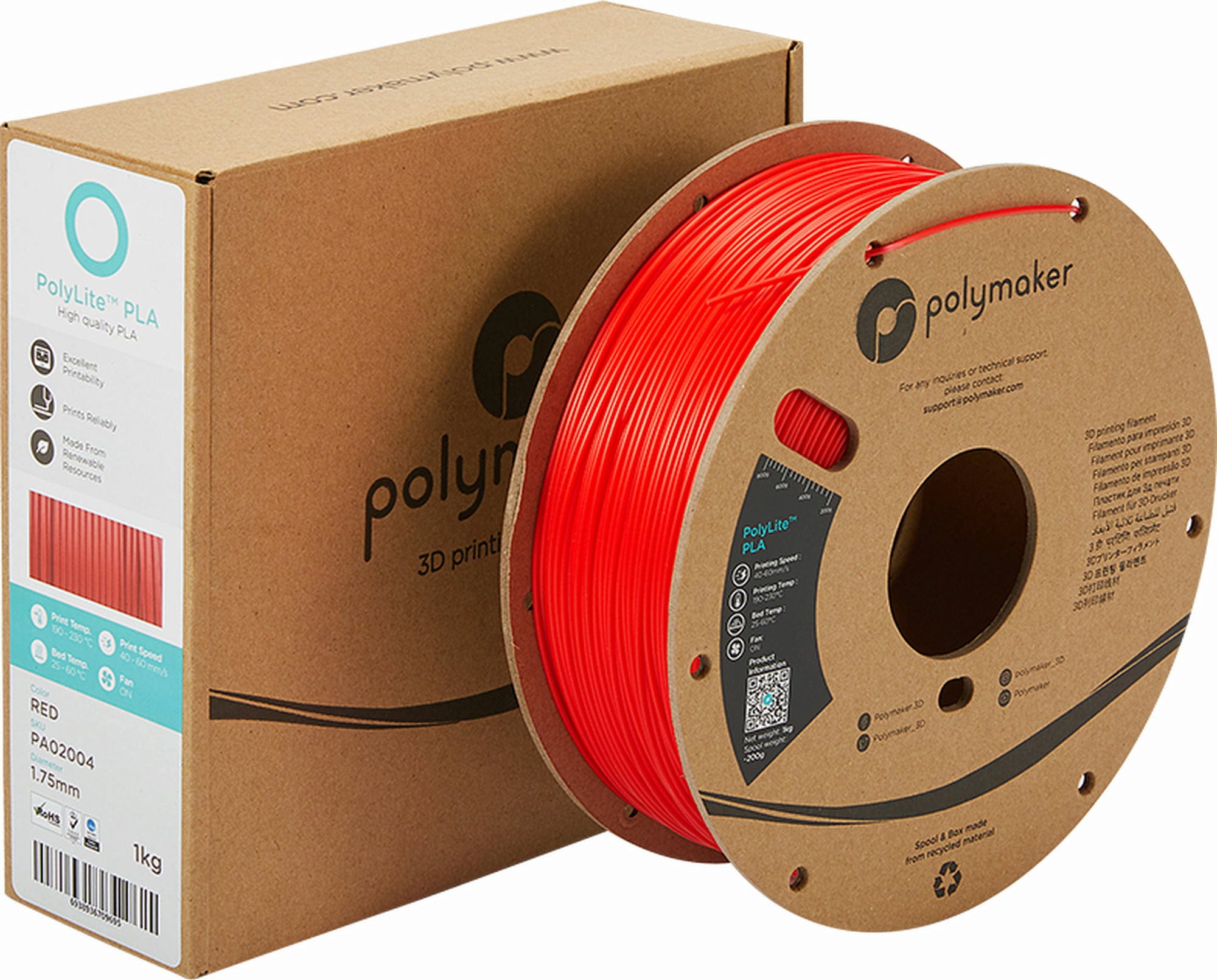 Polymaker – PolyLite PLA Rot – 1,75 mm – 1 kg