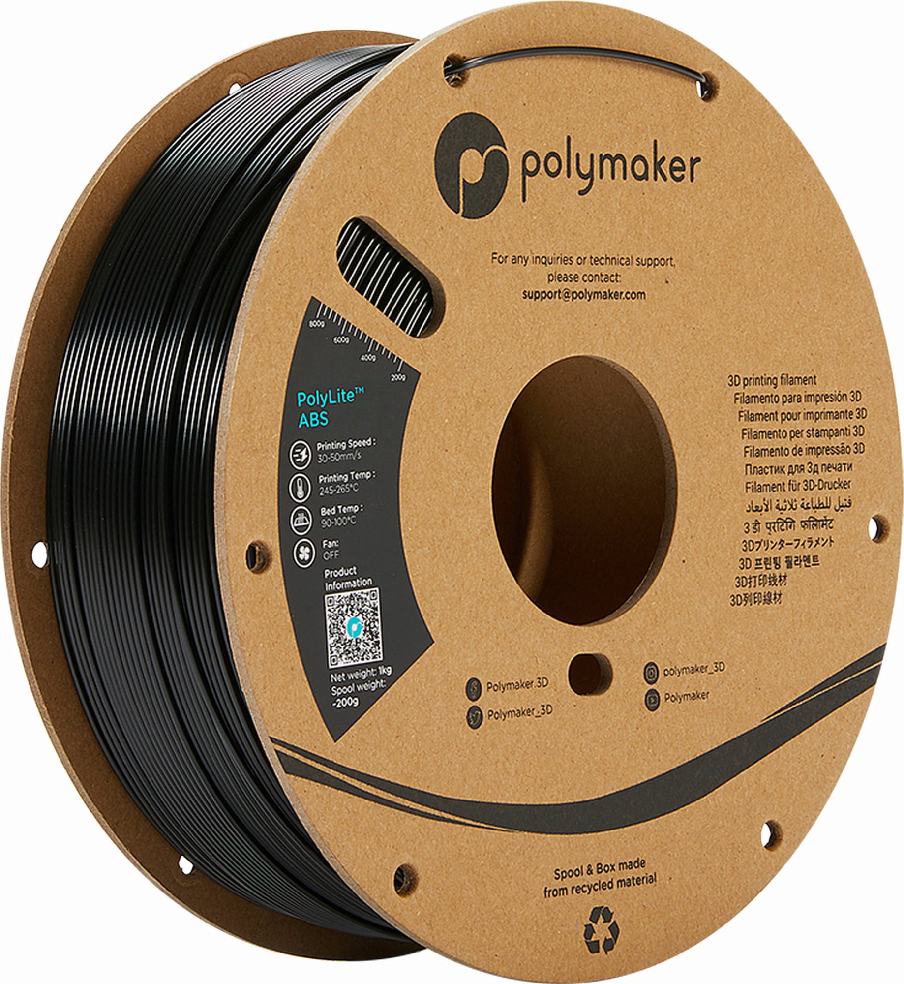 Polymaker – PolyLite ABS Schwarz – 1,75 mm – 3,0 kg