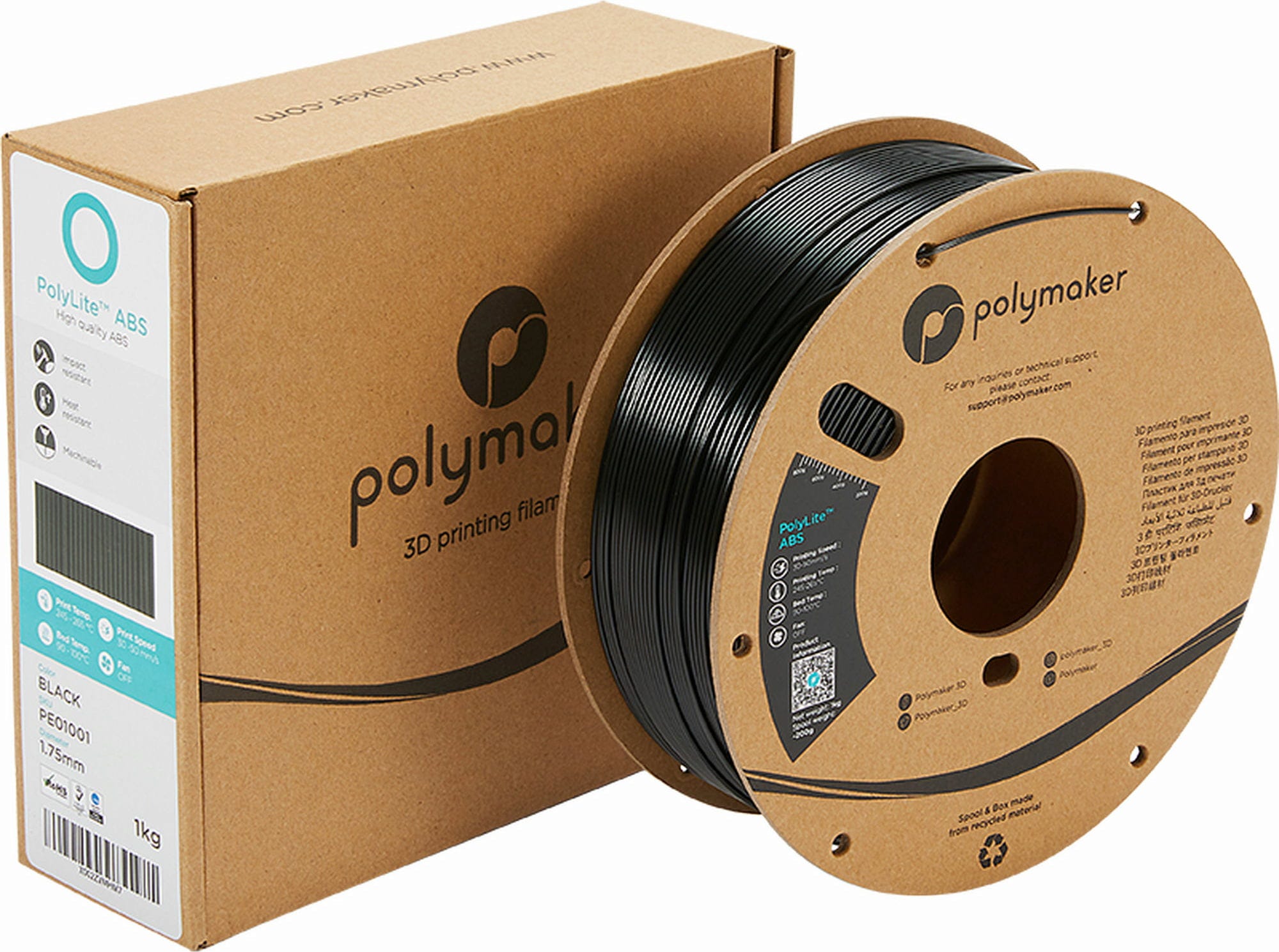 Polymaker – PolyLite ABS Schwarz – 1,75 mm – 3,0 kg