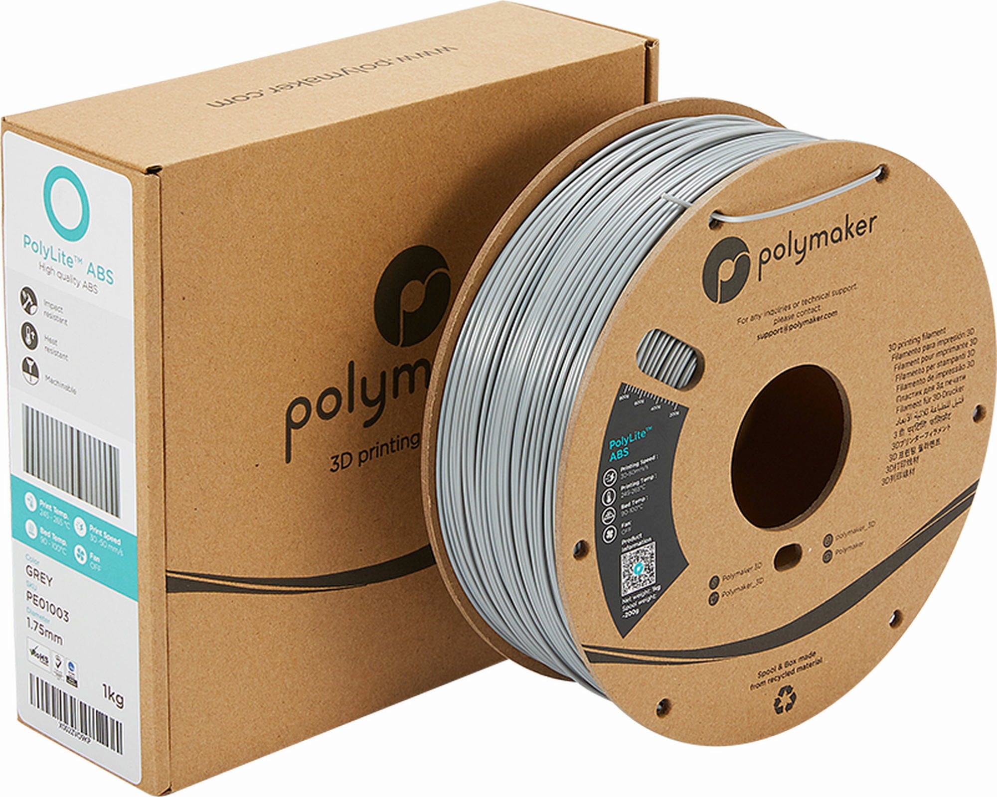 Polymaker – PolyLite ABS Grau – 1,75 mm – 3,0 kg
