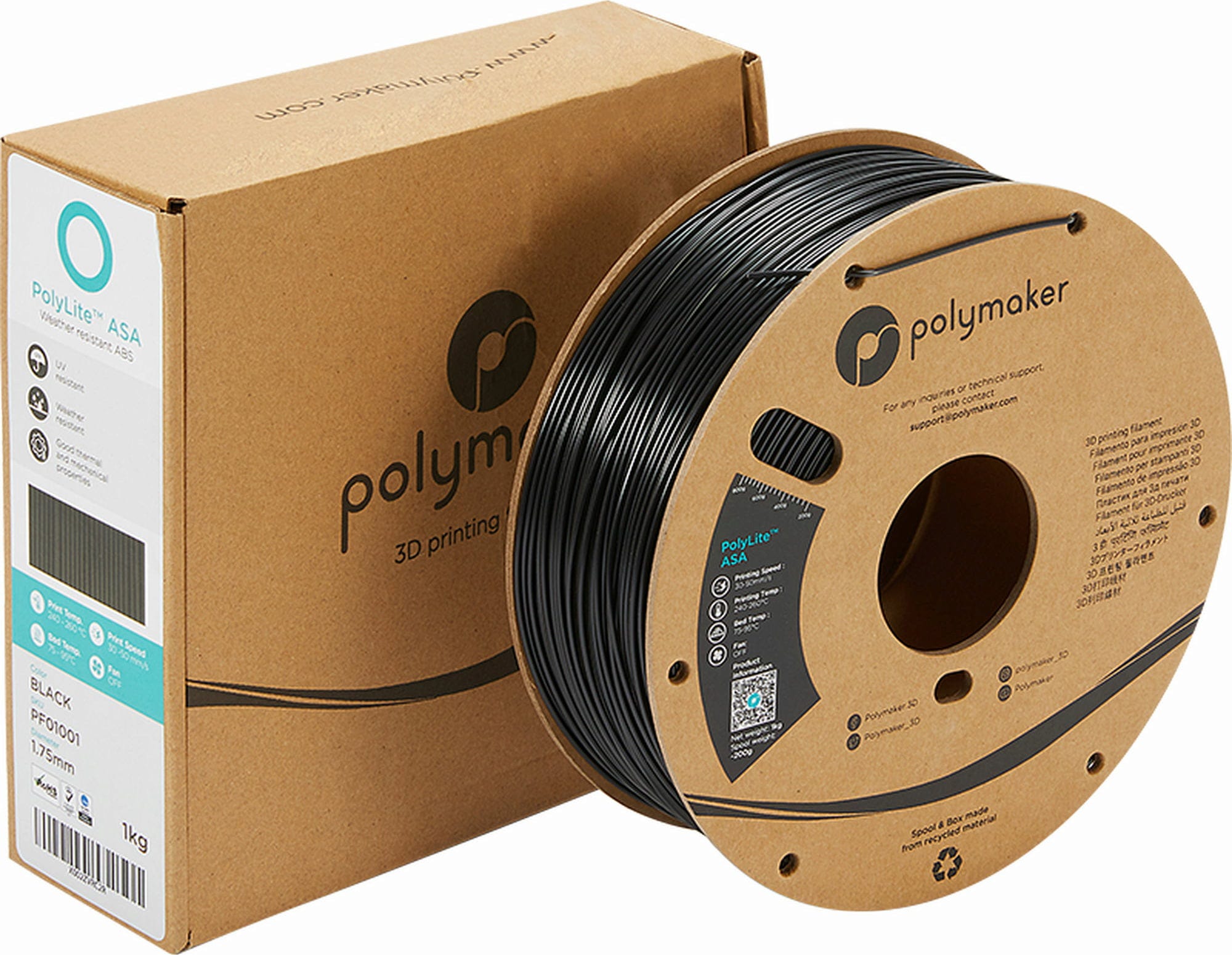 Polymaker – PolyLite ASA Schwarz – 1,75 mm – 1,0 kg