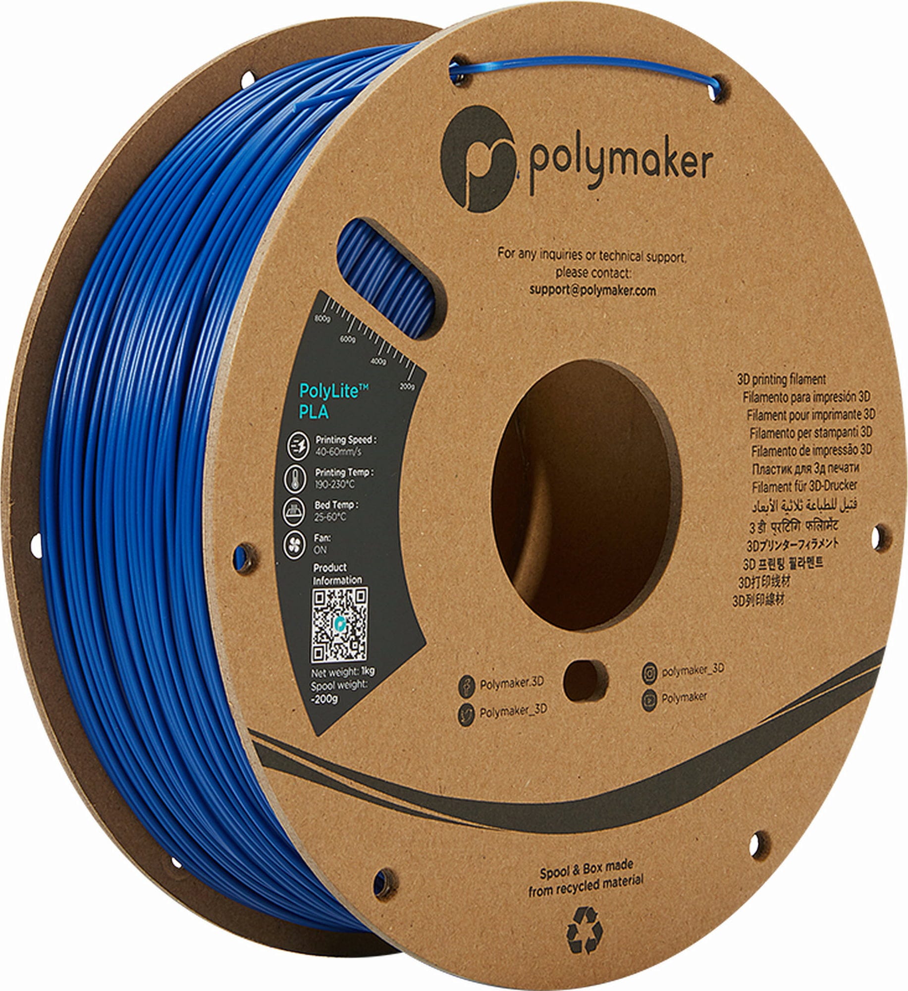 Polymaker – PolyLite PLA Blau – 1,75 mm – 1,0 kg