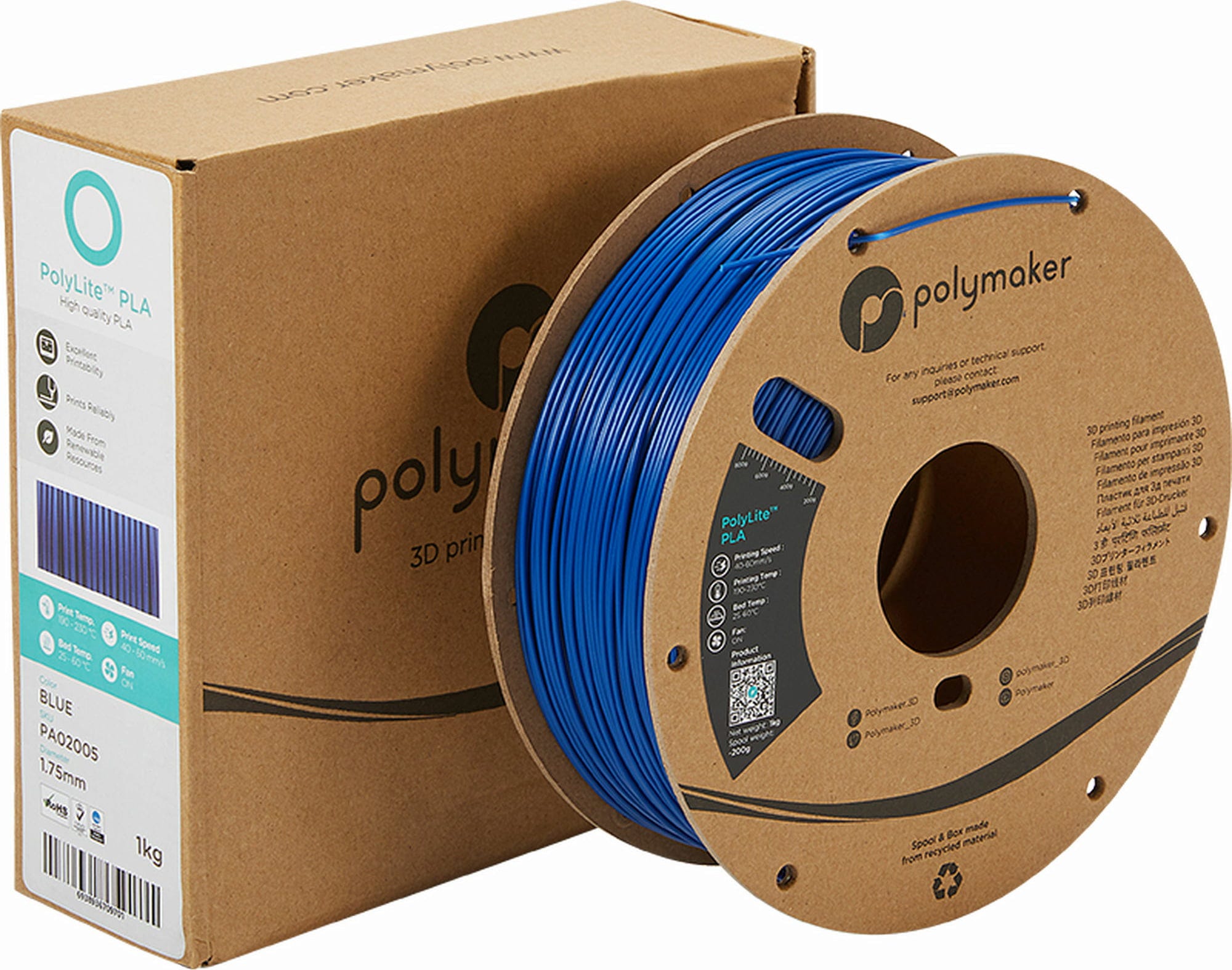 Polymaker – PolyLite PLA Blau – 1,75 mm – 1,0 kg