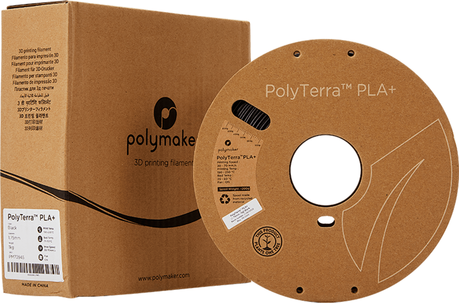 Polymaker – PolyTerra PLA+ Black – 1,75 mm – 1 kg