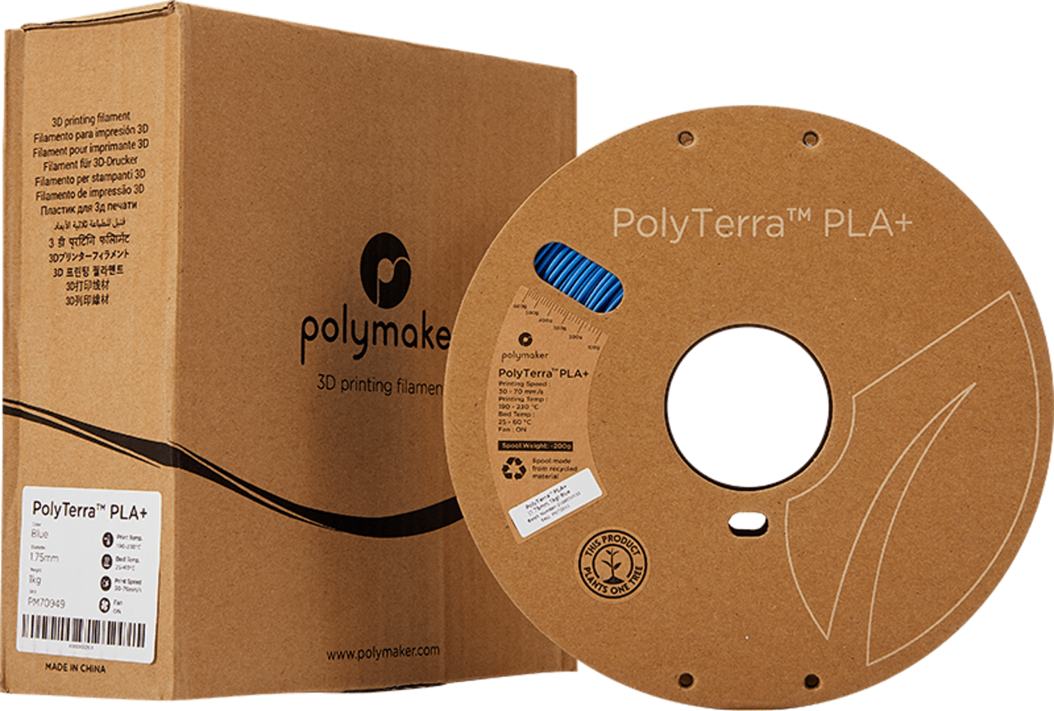 Polymaker – PolyTerra PLA+ Blau – 1,75 mm – 1,0 kg