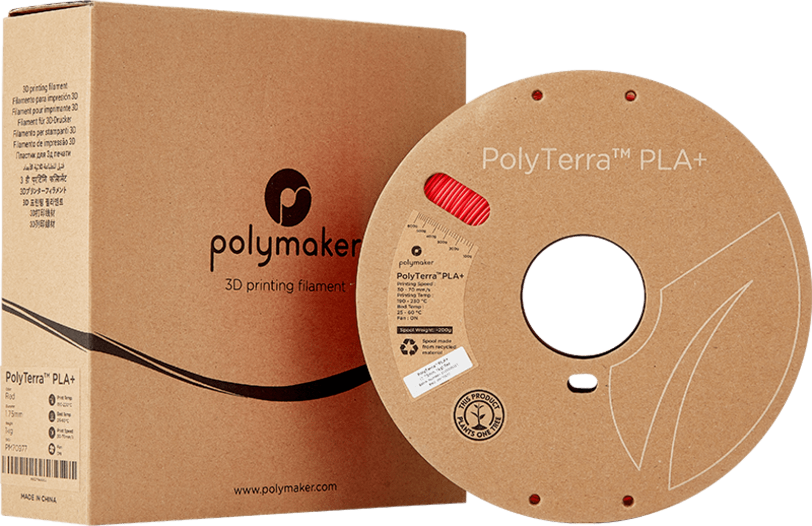 Polymaker – PolyTerra PLA+ Rot – 1,75 mm – 1.0 kg