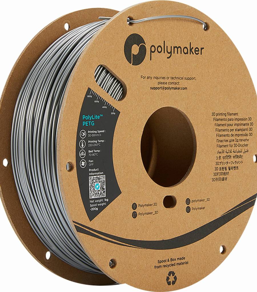 Polymaker – PolyLite PETG Silver – 1,75 mm – 1,0 kg