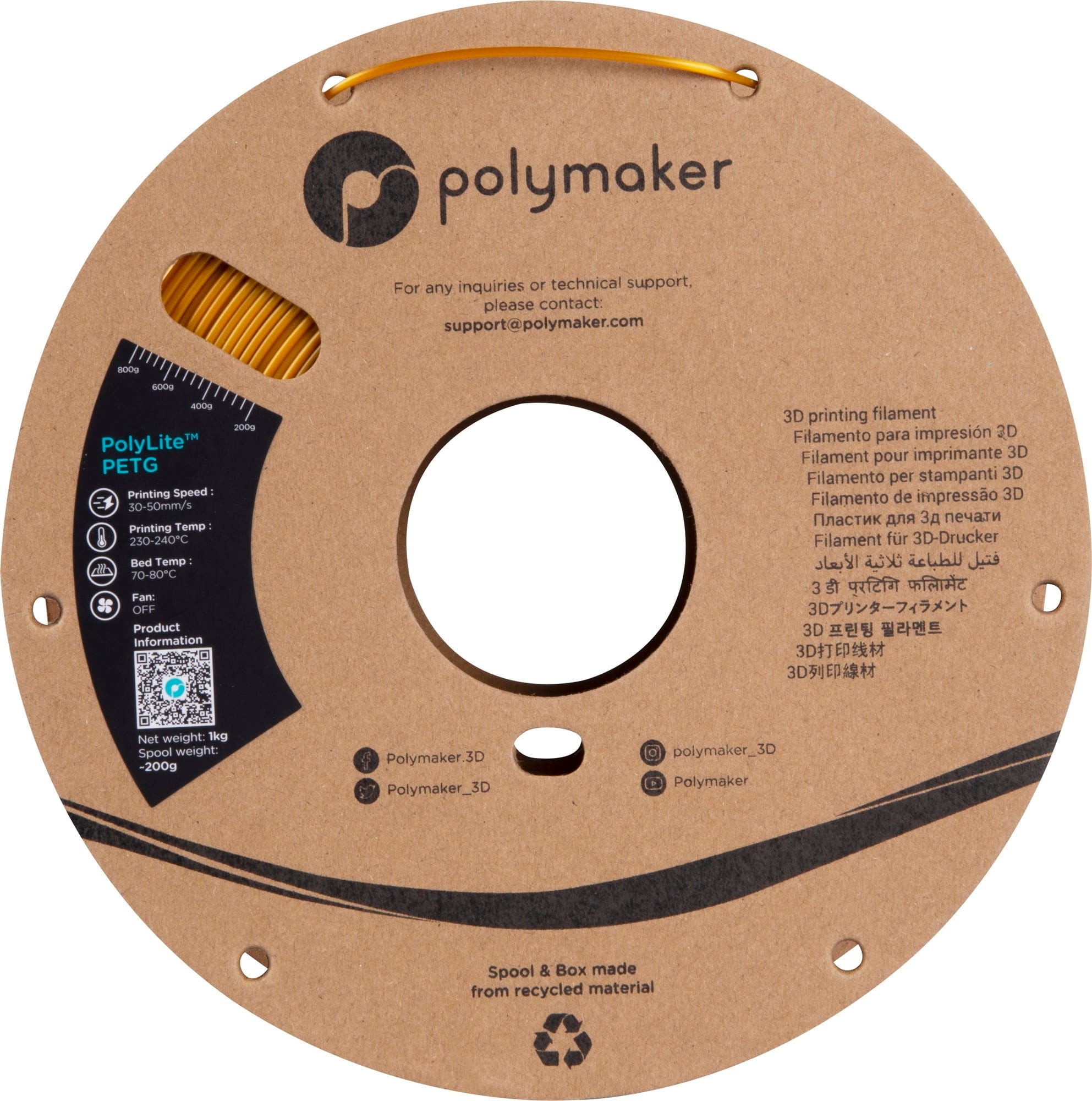 Polymaker – PolyLite PETG Gold – 1,75 mm – 1 kg