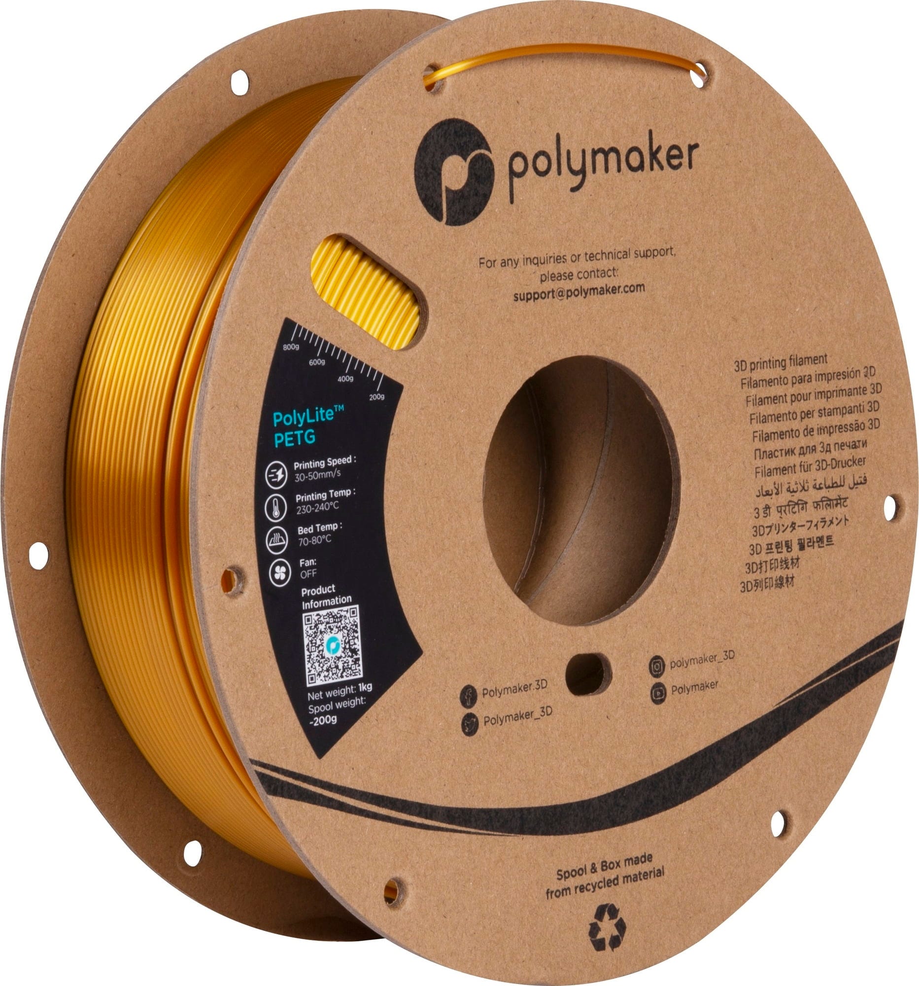 Polymaker – PolyLite PETG Gold – 1,75 mm – 1 kg