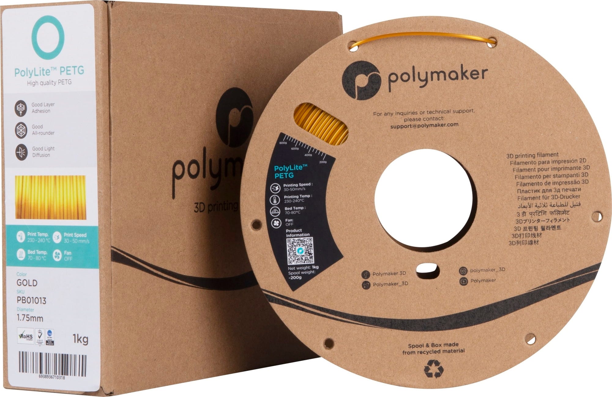 Polymaker – PolyLite PETG Gold – 1,75 mm – 1 kg